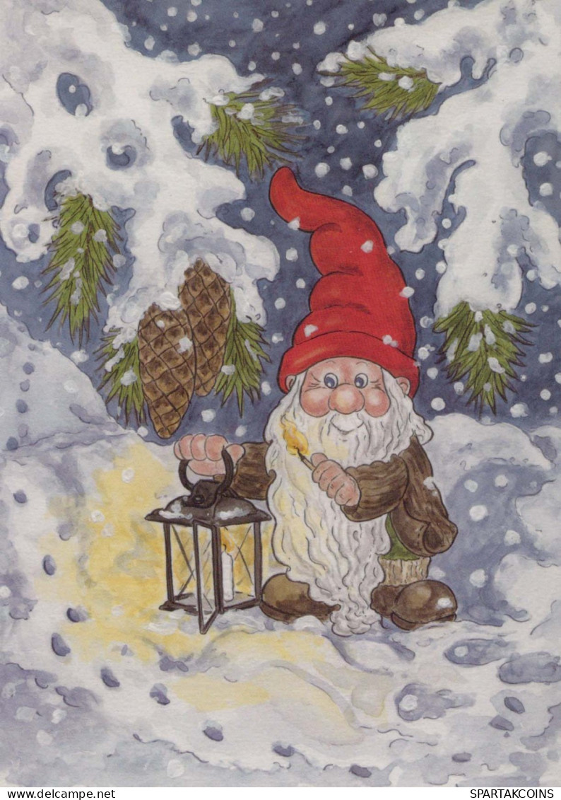 BABBO NATALE Buon Anno Natale GNOME Vintage Cartolina CPSM #PBL595.A - Santa Claus