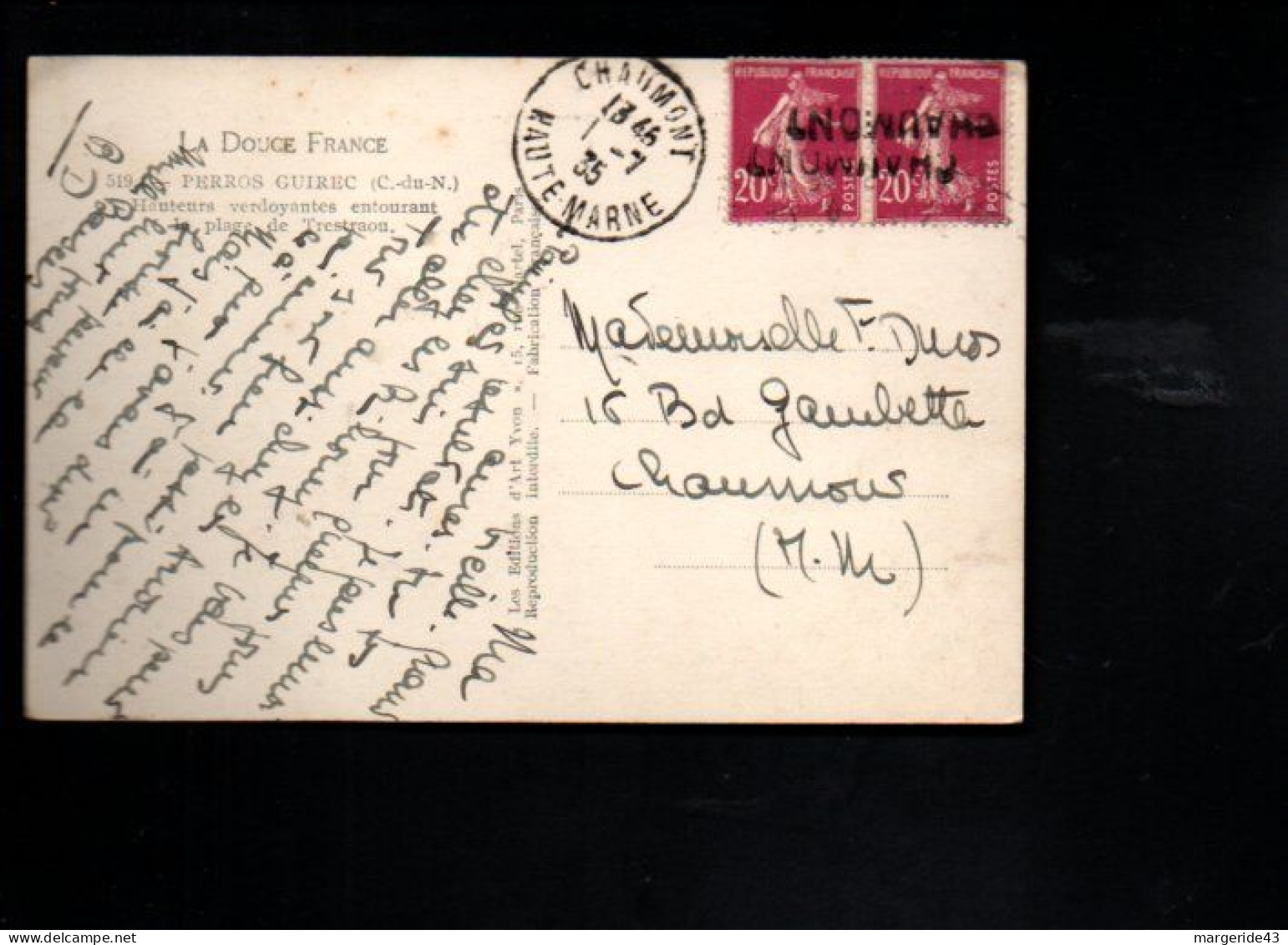 GRIFFE D'ANNULATION DE CHAUMONT - Manual Postmarks