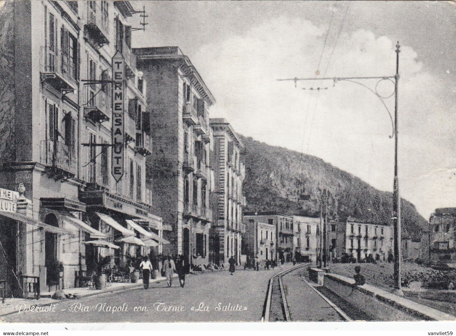 POZZUOLI-NAPOLI-VIA NAPOLI CON TERME= LA SALUTE=- CARTOLINA VIAGGIATA 10-8-1951 - Pozzuoli