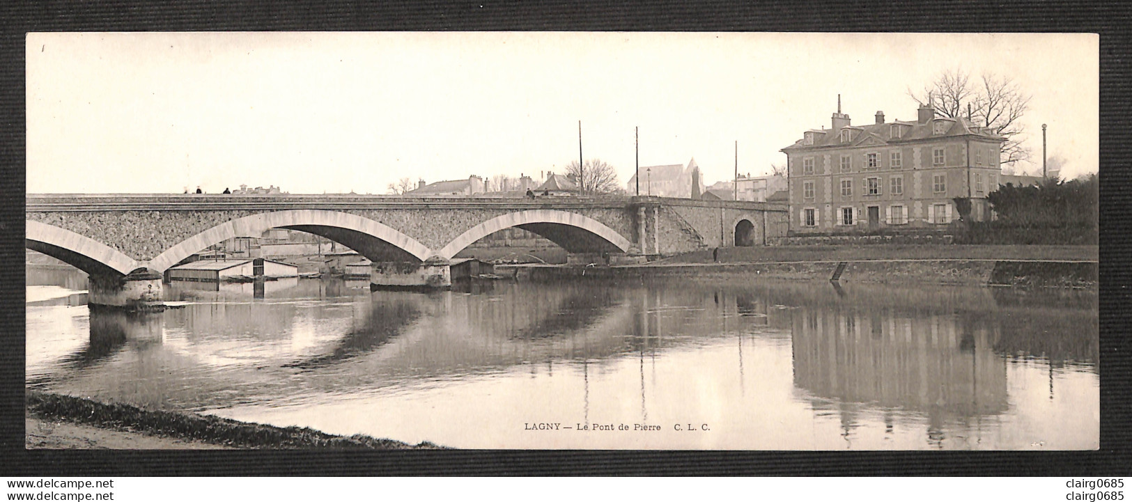 77 - LAGNY - Le Pont De Pierre - Carte-Lettre Panoramique 11 X 28  (peu Courante) - Lagny Sur Marne