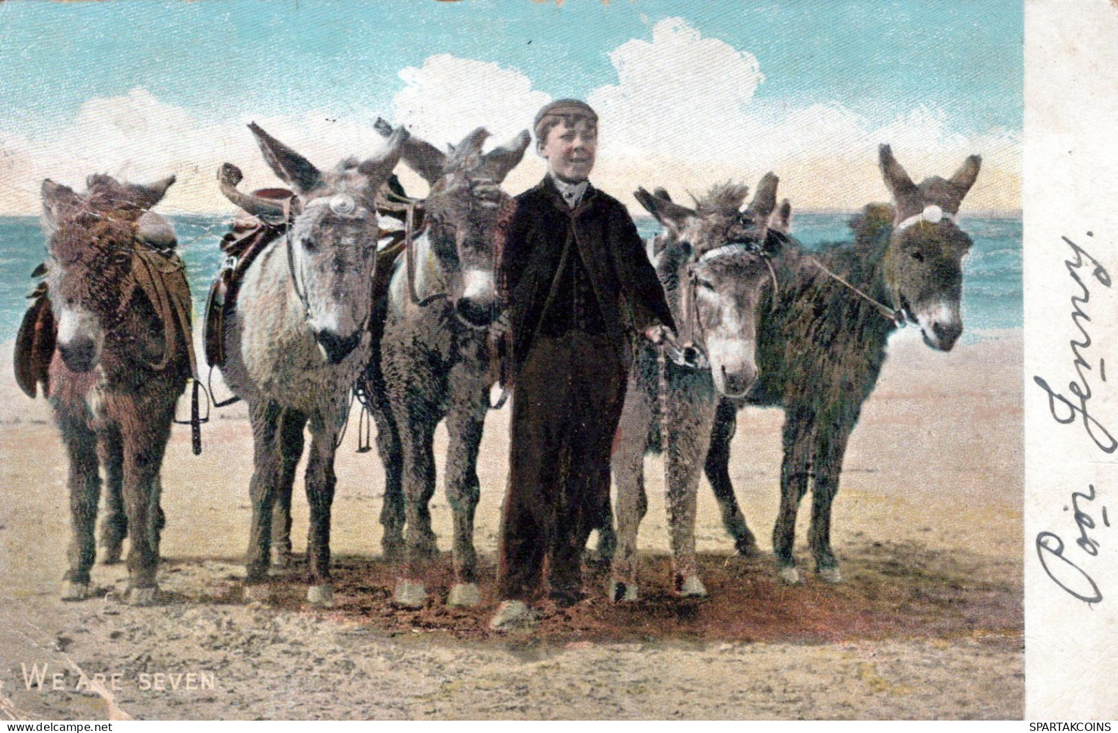 ESEL Tiere Kinder Vintage Antik Alt CPA Ansichtskarte Postkarte #PAA332.A - Anes