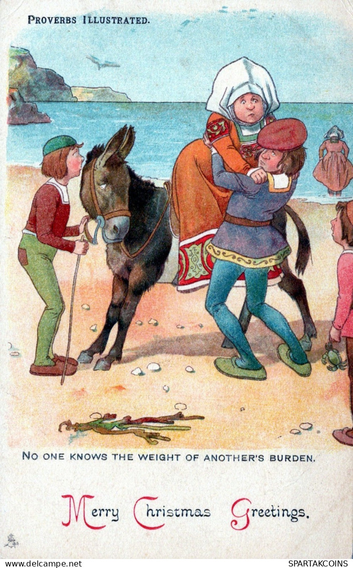 BURRO Animales Vintage Antiguo CPA Tarjeta Postal #PAA174.A - Donkeys