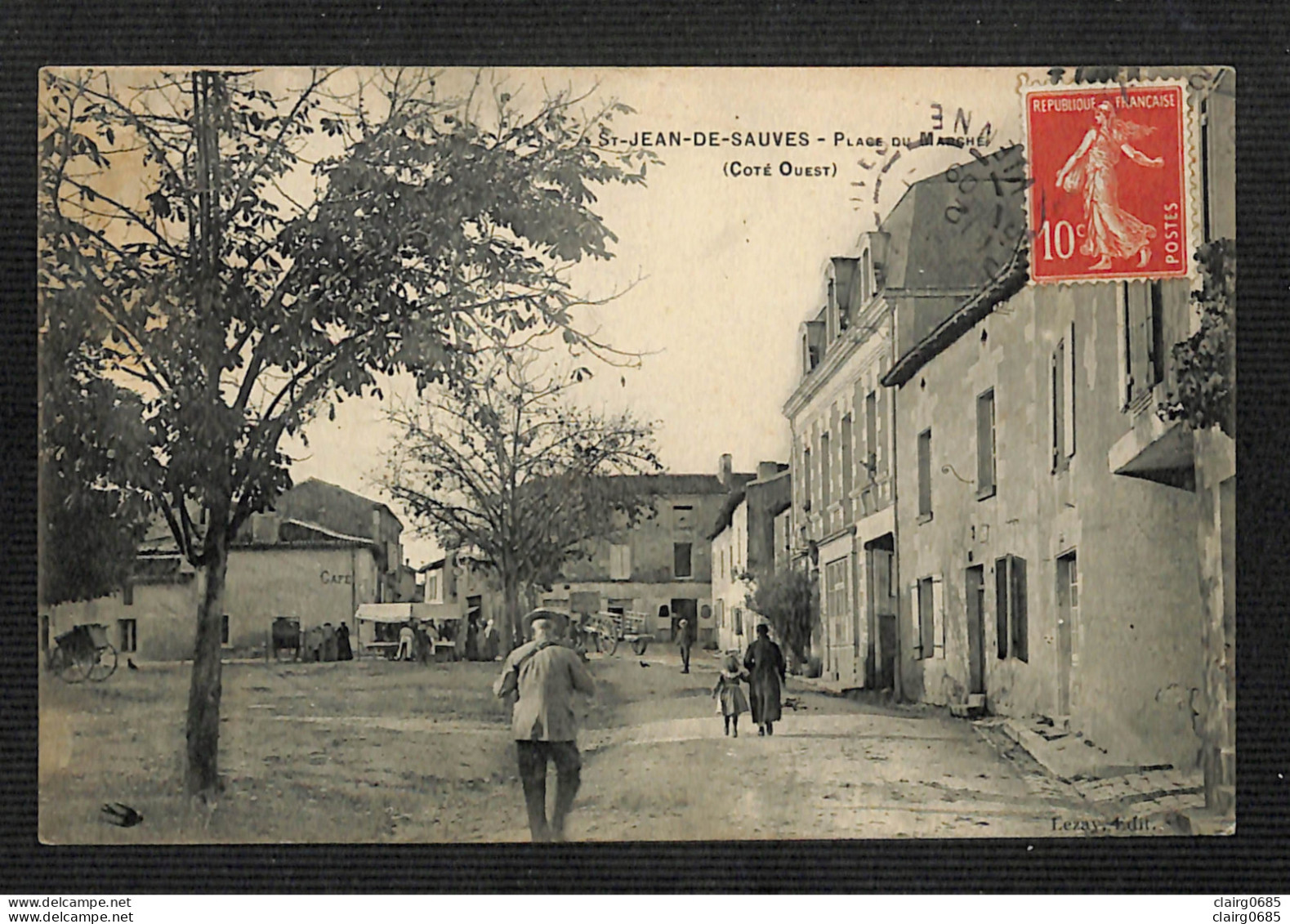 86 - SAINT-JEAN-DE-SAUVES - Place Du Marché (Côté Ouest - 1909 - Andere & Zonder Classificatie