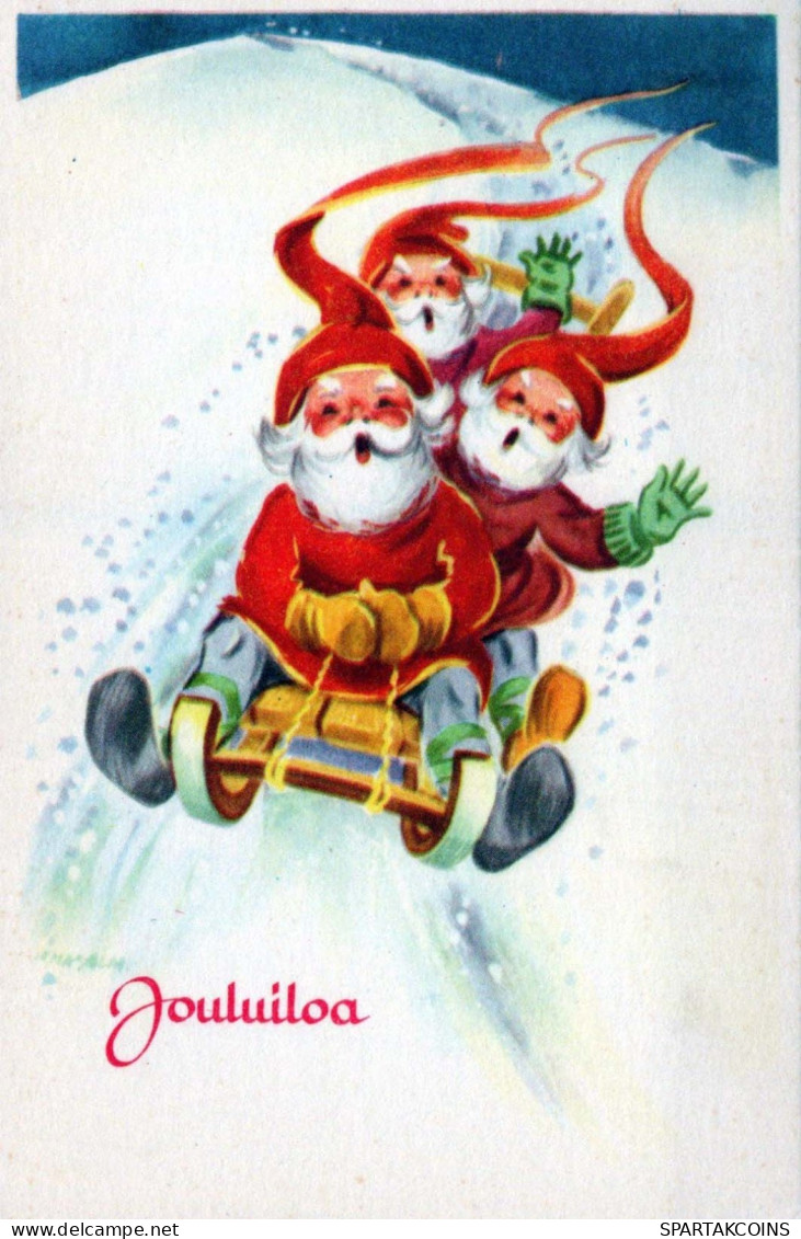 BABBO NATALE Buon Anno Natale Vintage Cartolina CPSMPF #PKG331.A - Santa Claus