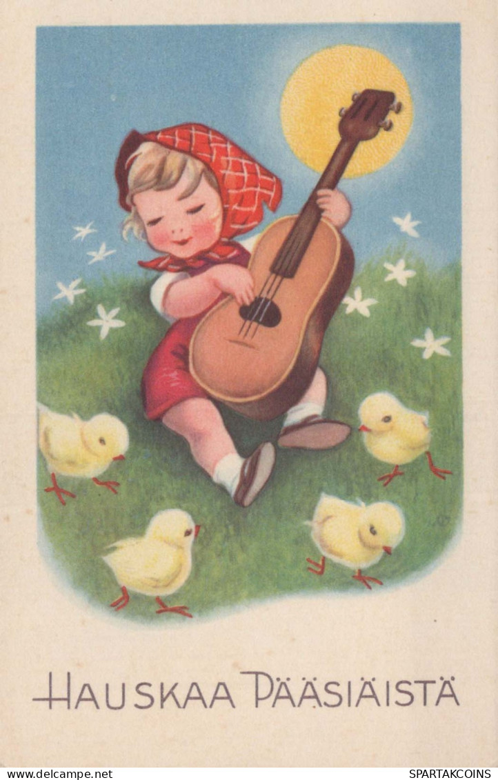 EASTER CHILDREN CHICKEN EGG Vintage Postcard CPA #PKE321.A - Pâques