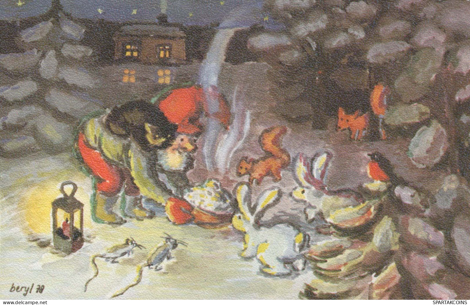 WEIHNACHTSMANN SANTA CLAUS Neujahr Weihnachten GNOME Vintage Ansichtskarte Postkarte CPA #PKE020.A - Santa Claus