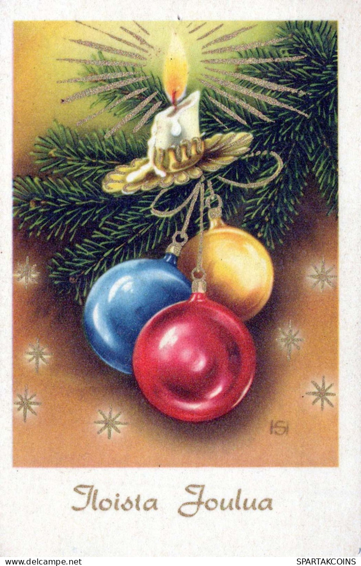 Buon Anno Natale CANDELA Vintage Cartolina CPSMPF #PKD032.A - Neujahr