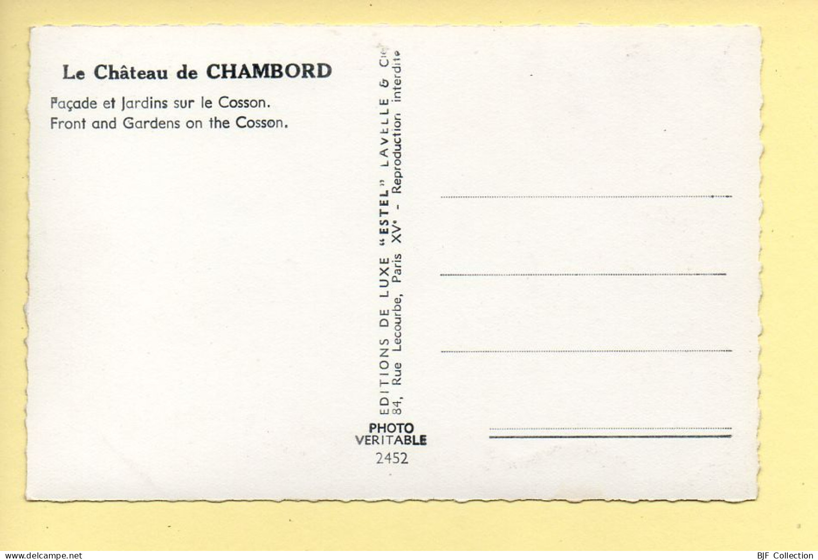 41. Le Château De CHAMBORD – Façade Et Jardins Sur Le Cosson / CPSM / Photo Véritable (voir Scan Recto/verso) - Chambord