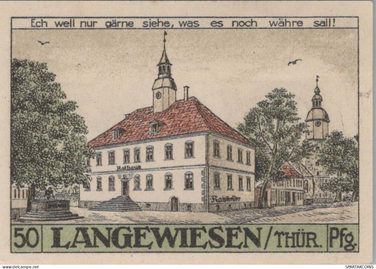 50 PFENNIG 1921 Stadt LANGEWIESEN Thuringia UNC DEUTSCHLAND Notgeld #PC022 - Lokale Ausgaben