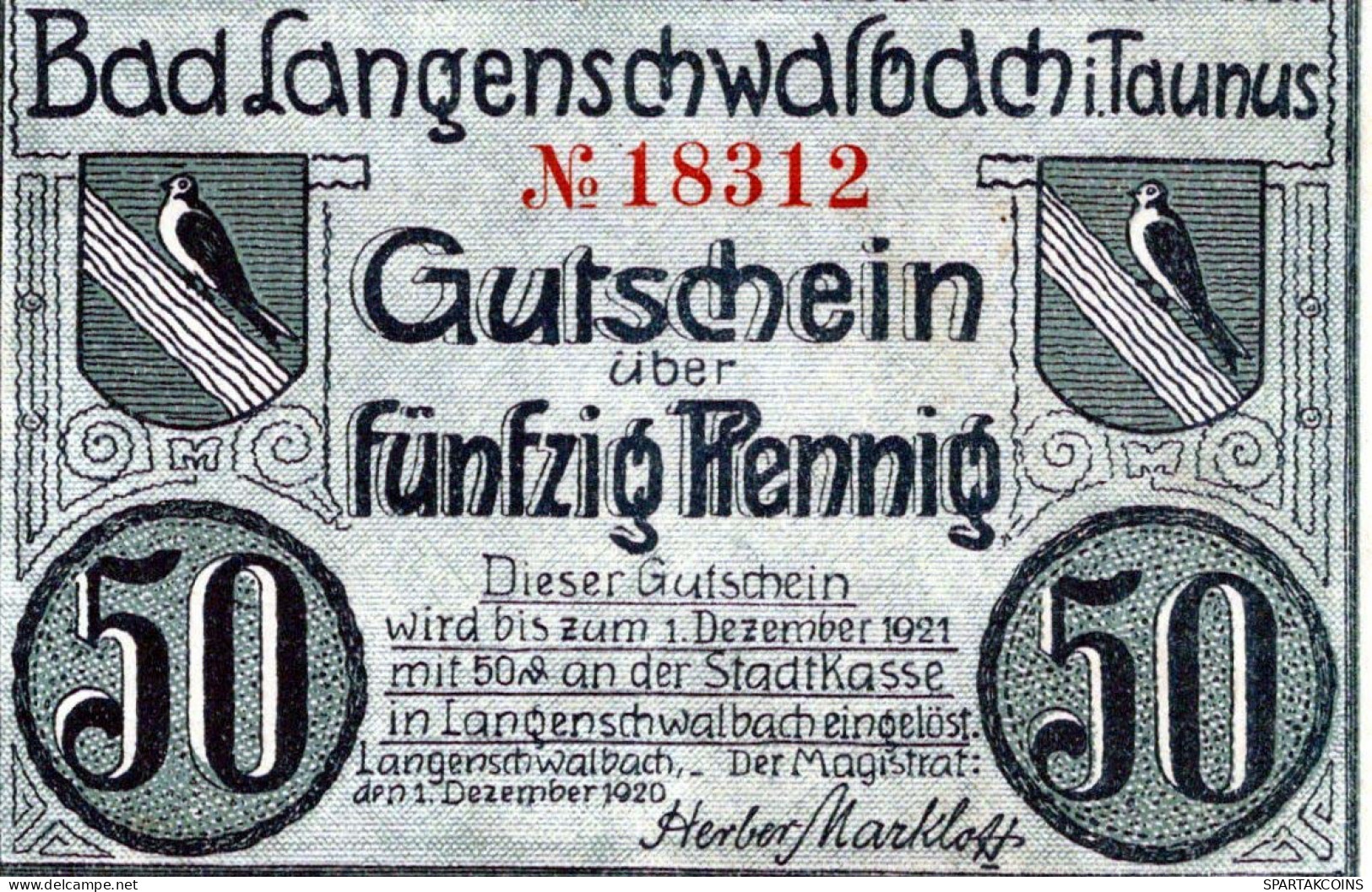 50 PFENNIG 1921 Stadt LANGENSCHWALBACH Hesse-Nassau UNC DEUTSCHLAND #PH766 - Lokale Ausgaben