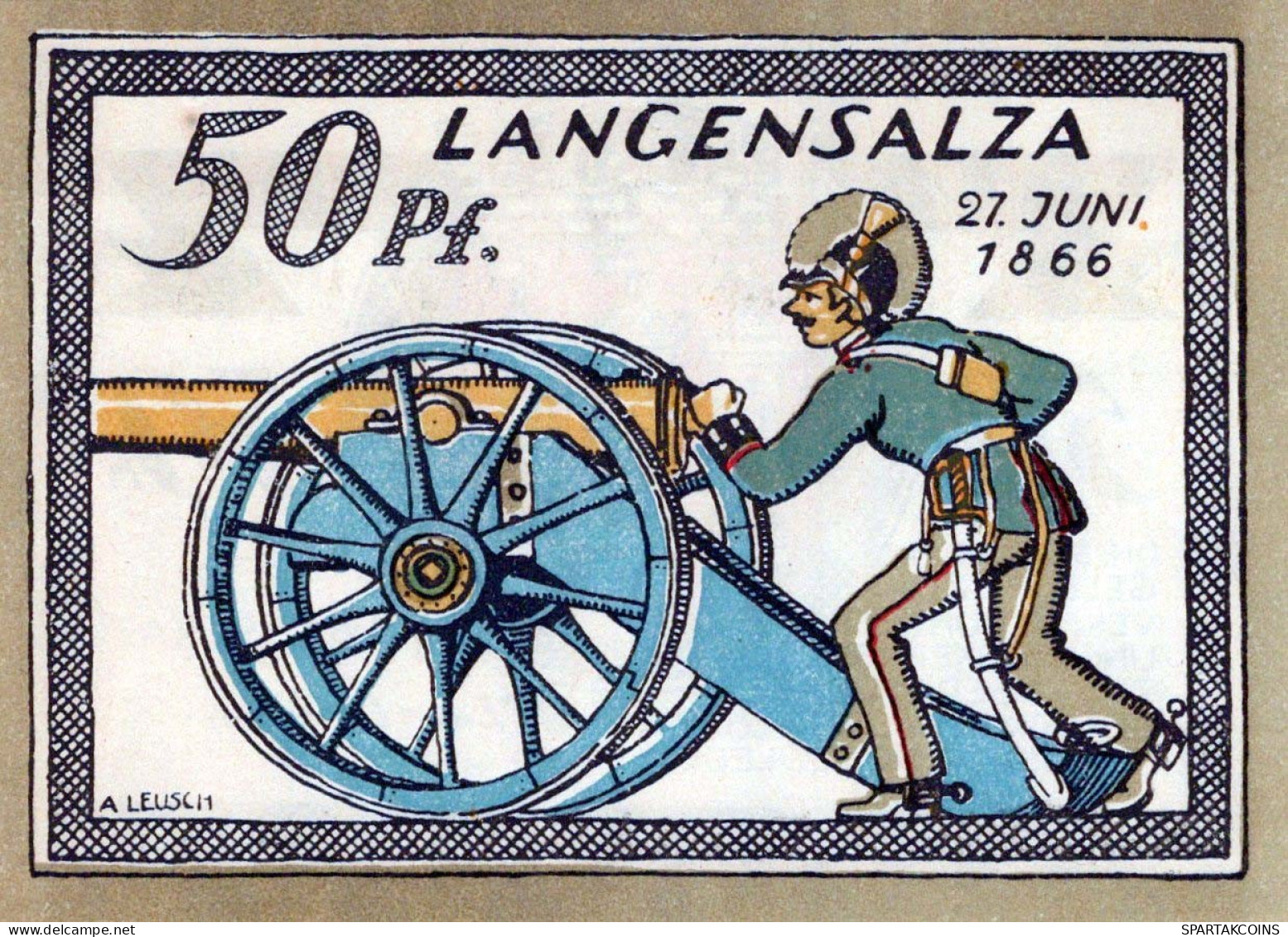50 PFENNIG 1921 Stadt LANGENSALZA Saxony UNC DEUTSCHLAND Notgeld Banknote #PC011 - [11] Emissions Locales