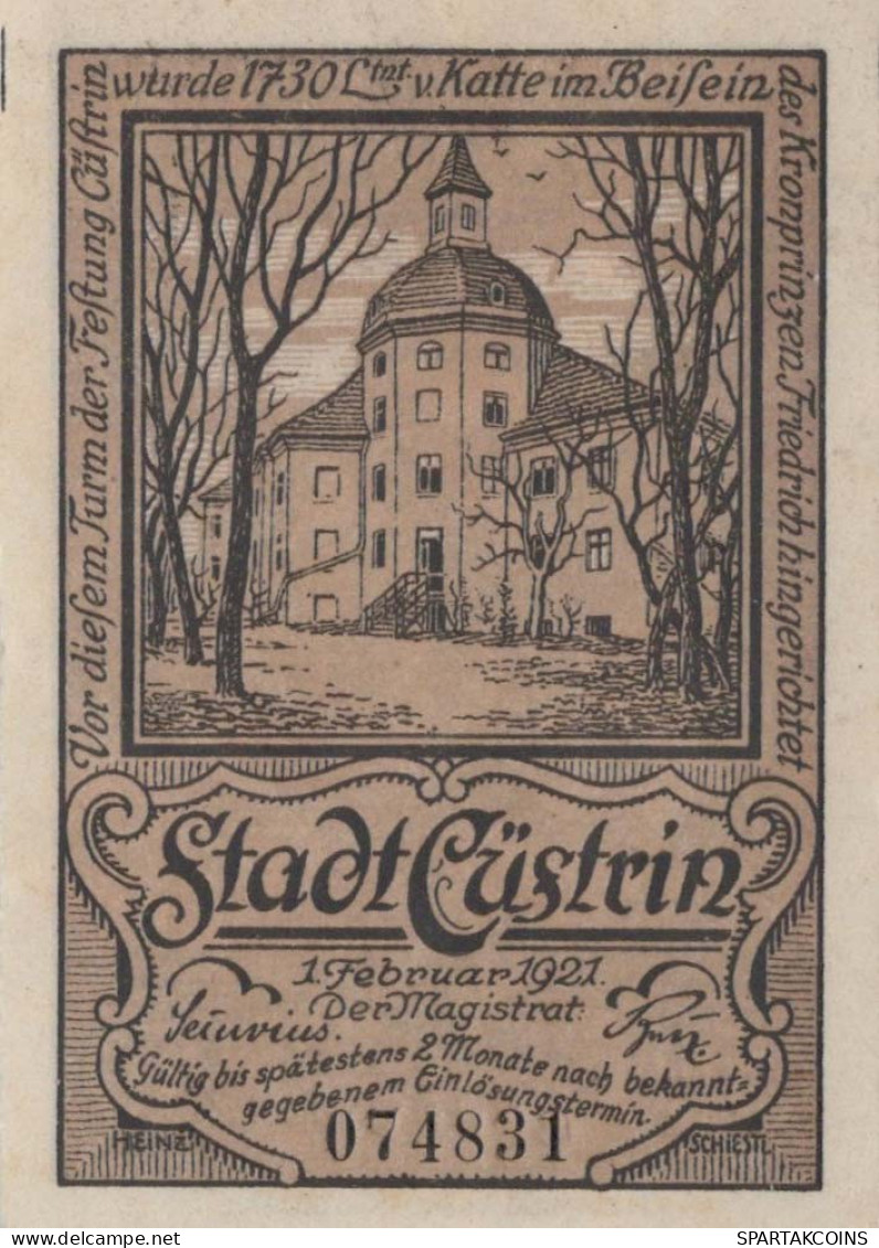 50 PFENNIG 1921 Stadt KÜSTRIN Brandenburg UNC DEUTSCHLAND Notgeld #PA409 - [11] Emissions Locales