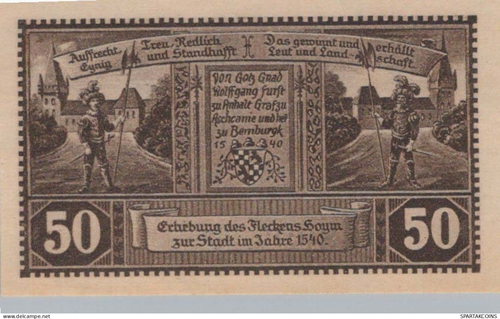 50 PFENNIG 1921 Stadt HOYM Anhalt UNC DEUTSCHLAND Notgeld Banknote #PI724 - Lokale Ausgaben