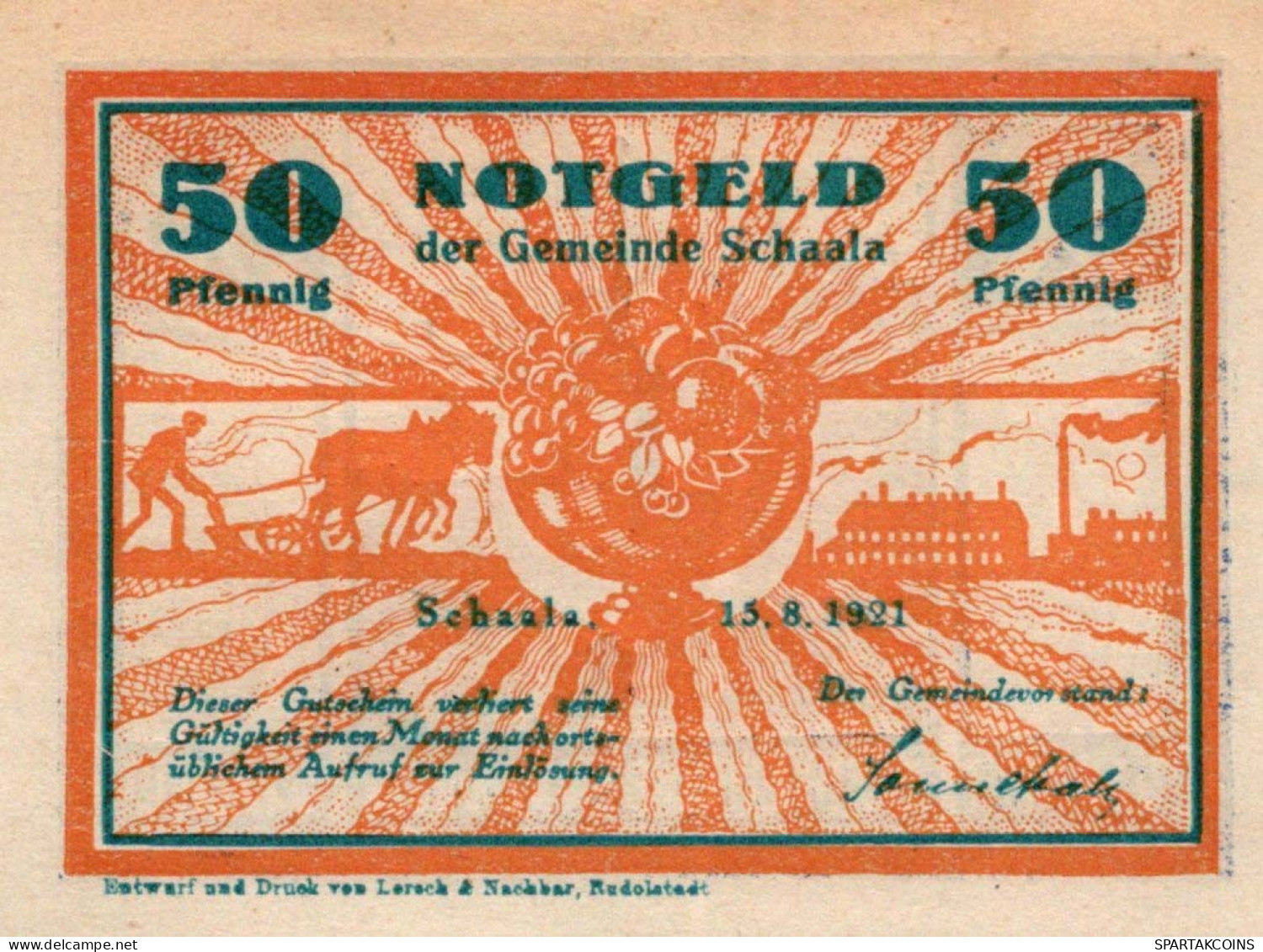 50 PFENNIG 1921 Stadt SCHAALA Thuringia UNC DEUTSCHLAND Notgeld Banknote #PH973 - [11] Emissioni Locali