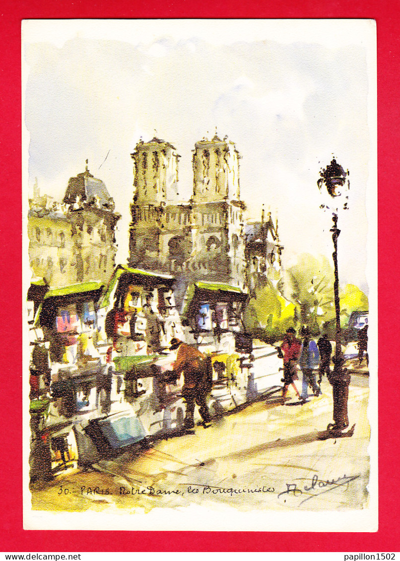 F-75-Paris-568P41 Notre Dame, Les Bouquinistes, D'après Une Aquarelle De Delarue - Notre-Dame De Paris