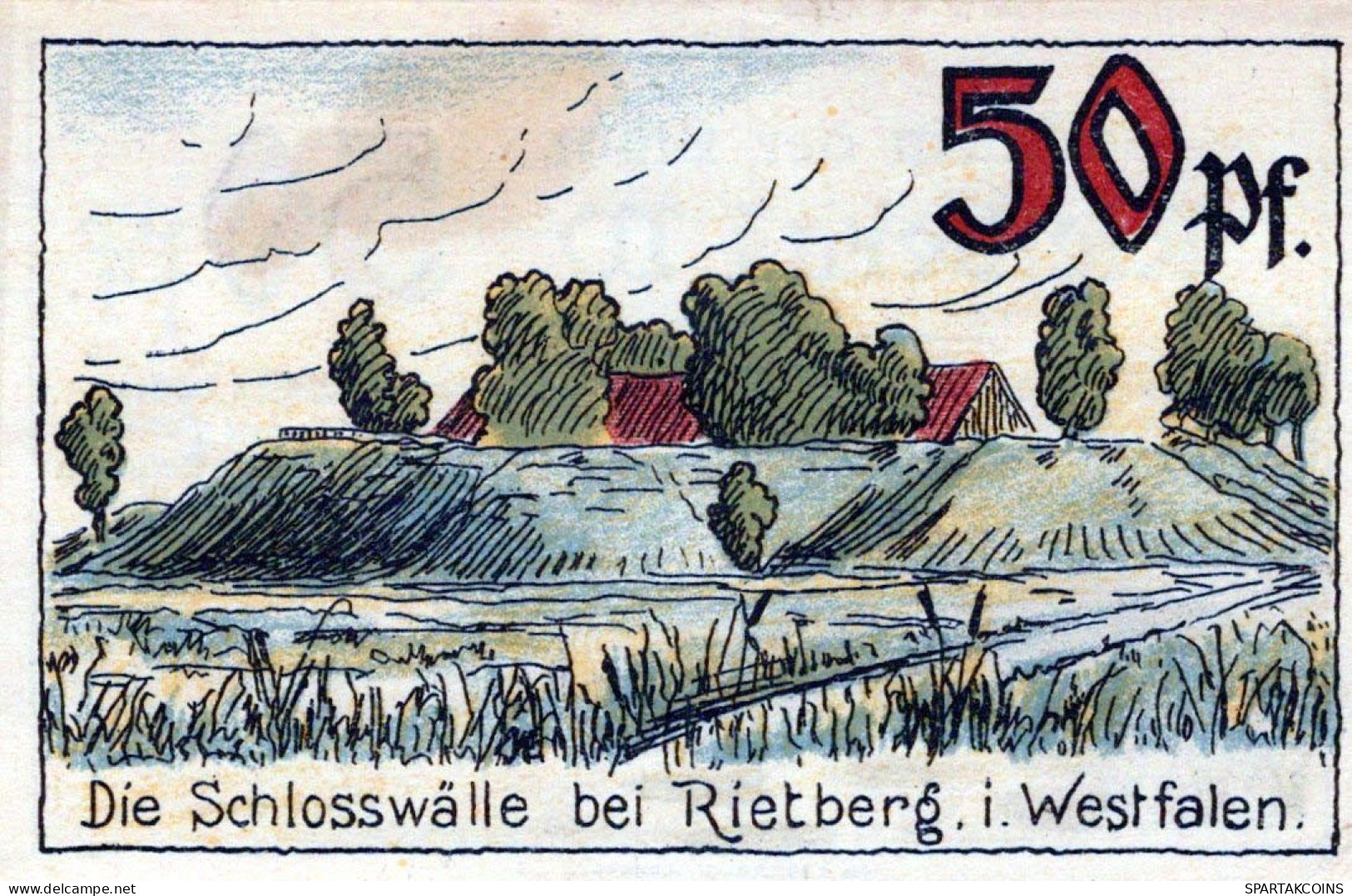 50 PFENNIG 1921 Stadt RIETBERG Westphalia UNC DEUTSCHLAND Notgeld #PI929 - [11] Emissioni Locali