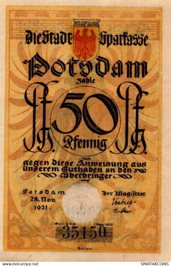50 PFENNIG 1921 Stadt POTSDAM Brandenburg UNC DEUTSCHLAND Notgeld #PB706 - [11] Lokale Uitgaven