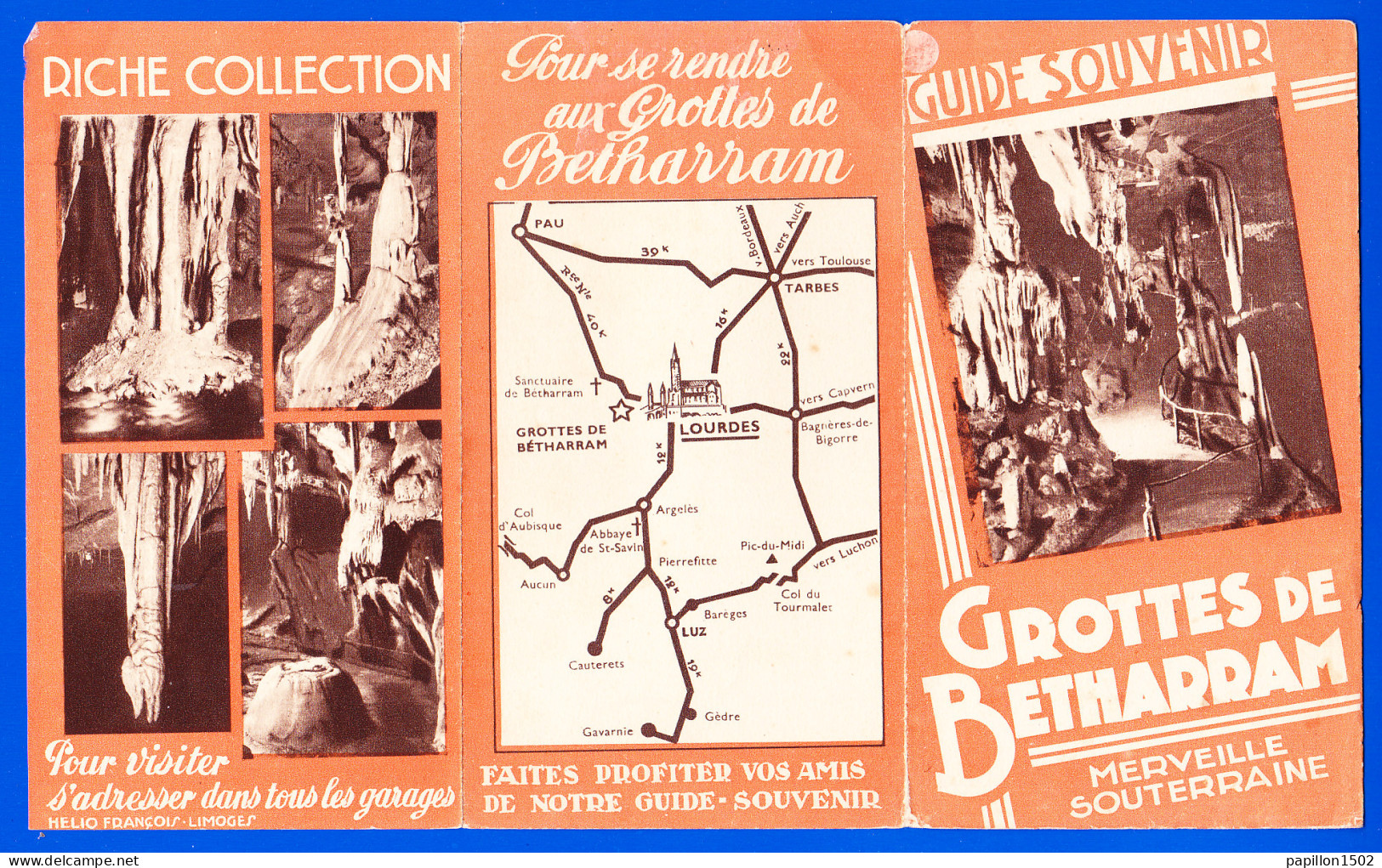 Vieux Papiers-71P41 Guide Souvenir Des GROTTES DE BETHARRAM, Dépliant En 3 Volets - Programas