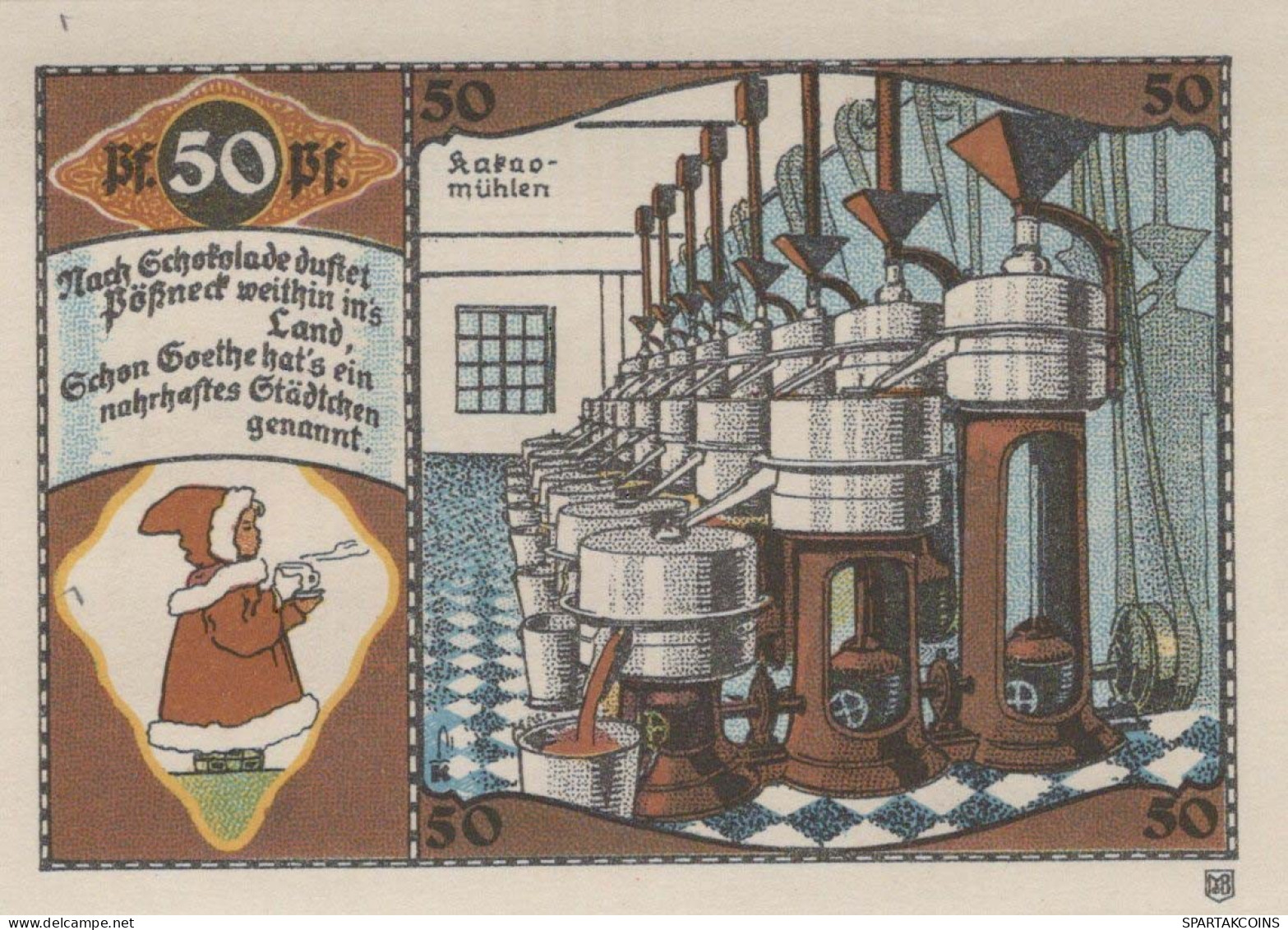 50 PFENNIG 1921 Stadt PÖSSNECK Thuringia UNC DEUTSCHLAND Notgeld Banknote #PB664 - [11] Lokale Uitgaven