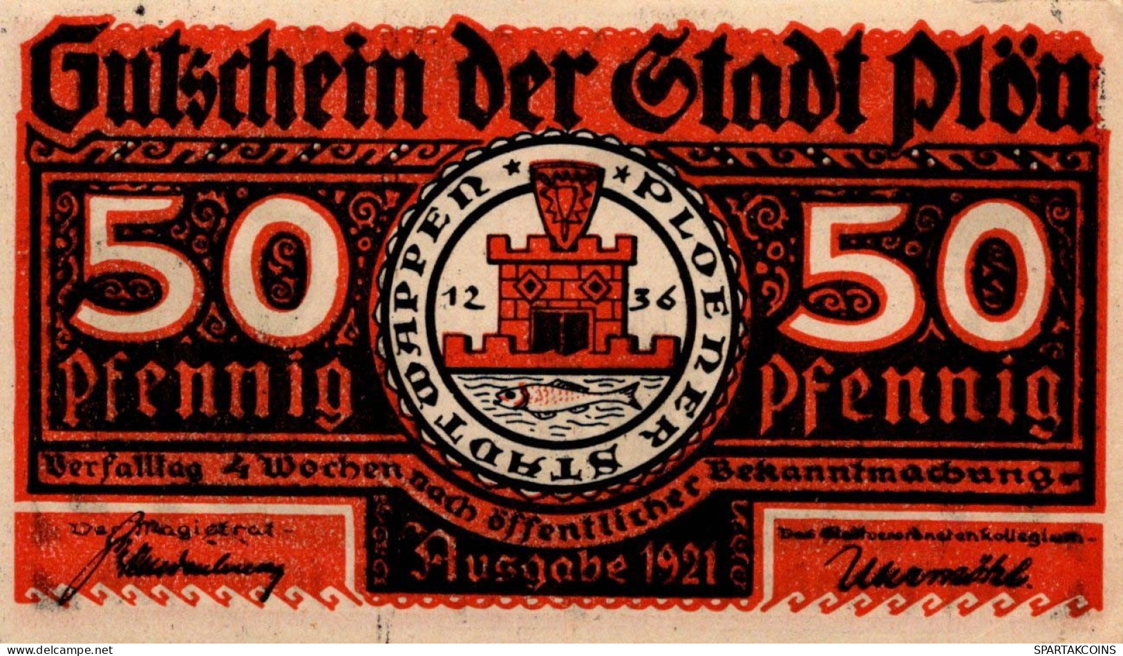50 PFENNIG 1921 Stadt PLÖN Schleswig-Holstein UNC DEUTSCHLAND Notgeld #PB606 - [11] Lokale Uitgaven