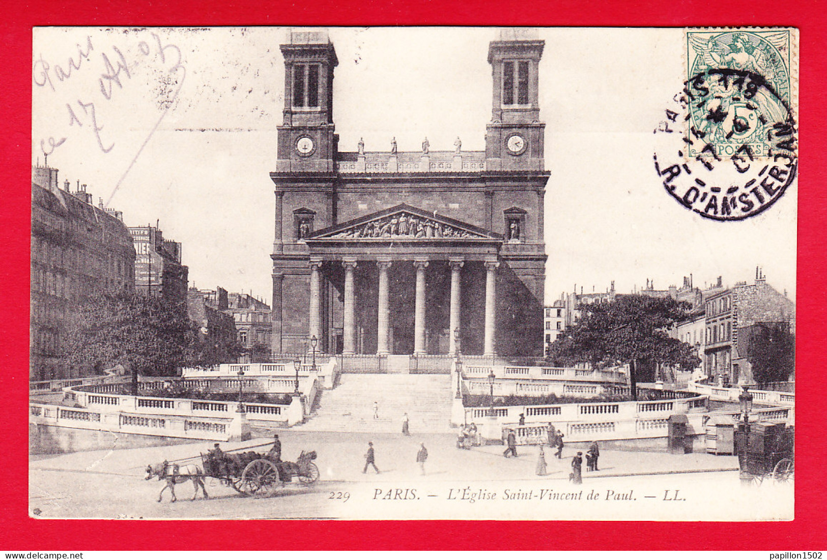 F-75-Paris-575P61 L'église Saint Vincent De Paul, Animation, Attelages, Cpa BE - Arrondissement: 10