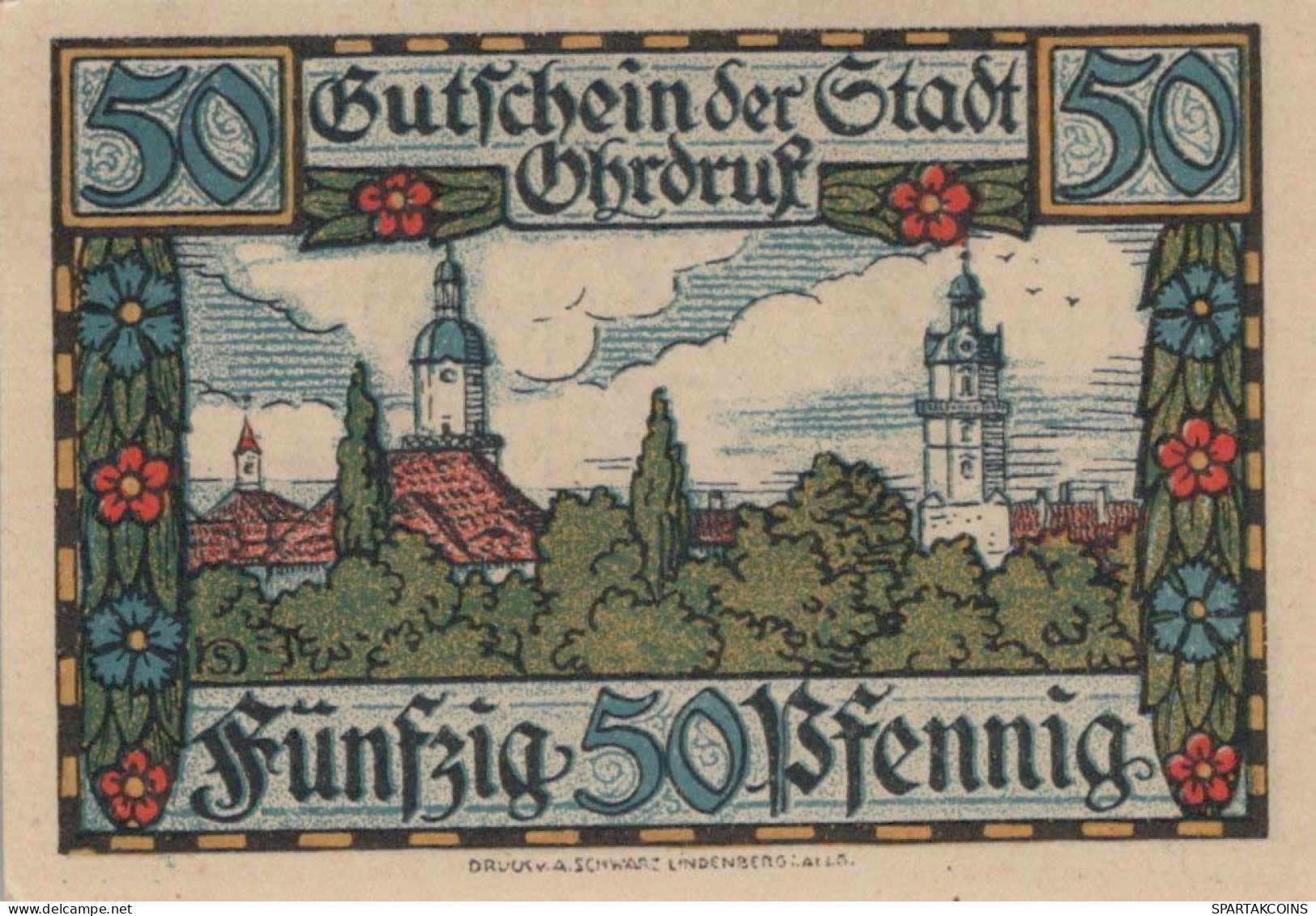 50 PFENNIG 1921 Stadt OHRDRUF Saxe-Coburg And Gotha UNC DEUTSCHLAND #PJ072 - [11] Local Banknote Issues