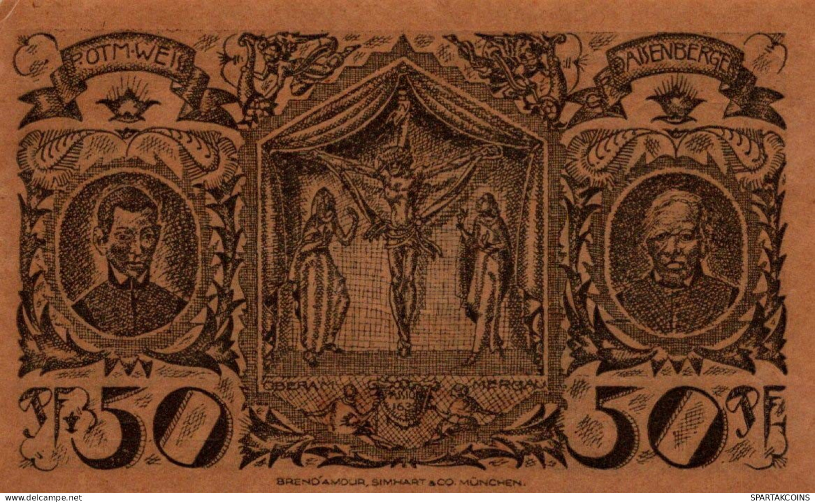 50 PFENNIG 1921 Stadt OBERAMMERGAU Bavaria UNC DEUTSCHLAND Notgeld #PJ170 - [11] Local Banknote Issues