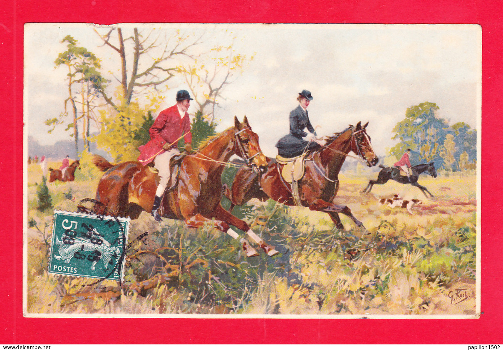 Illust-1958Ph74  ROCK, La Chasse à Courre, Cavaliers, Cpa  - Andere & Zonder Classificatie