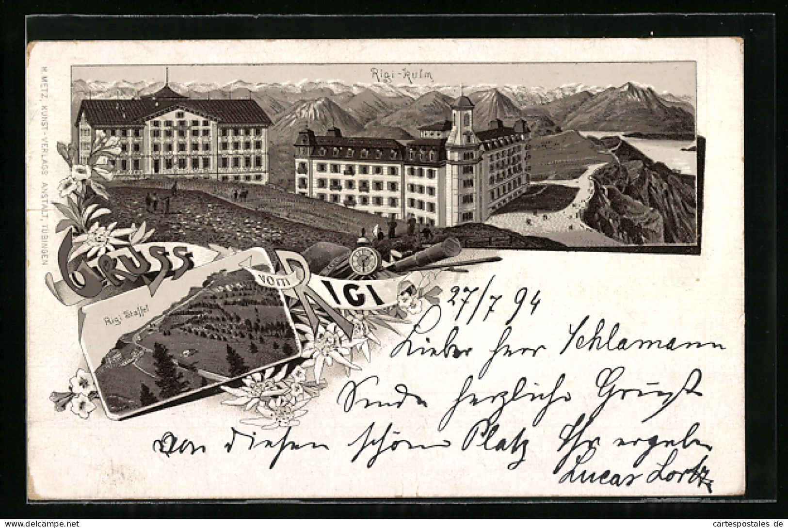 Vorläufer-Lithographie Rigi, 1894, Rigi-Kulm, Rigi-Staffel  - Autres & Non Classés