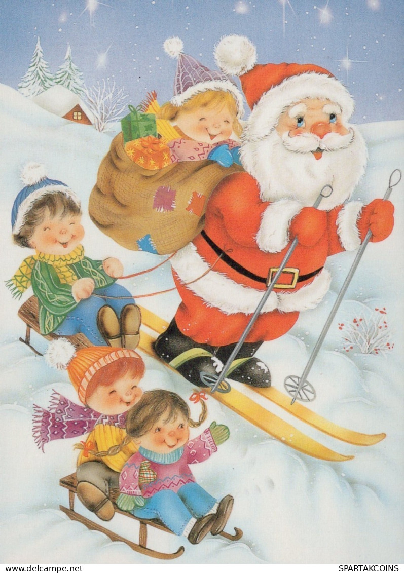 SANTA CLAUS CHILDREN CHRISTMAS Holidays Vintage Postcard CPSM #PAK355.GB - Santa Claus