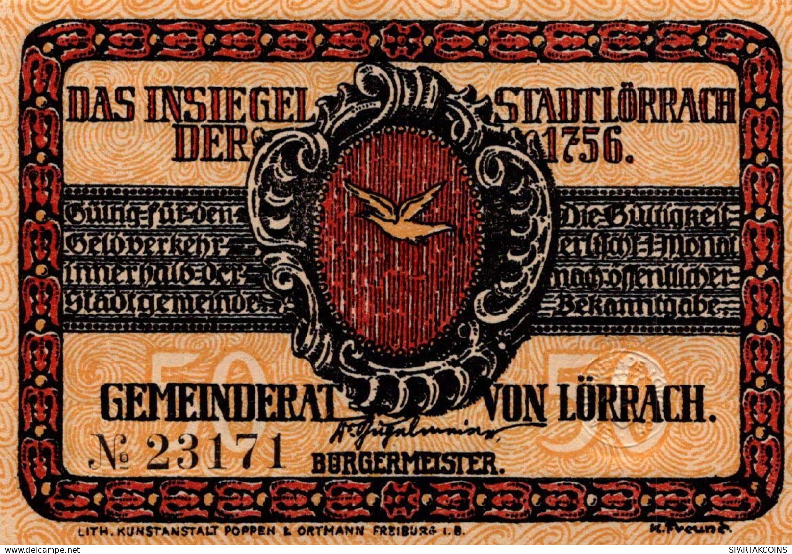50 PFENNIG 1922 Stadt LoRRACH Baden UNC DEUTSCHLAND Notgeld Banknote #PC488 - [11] Local Banknote Issues