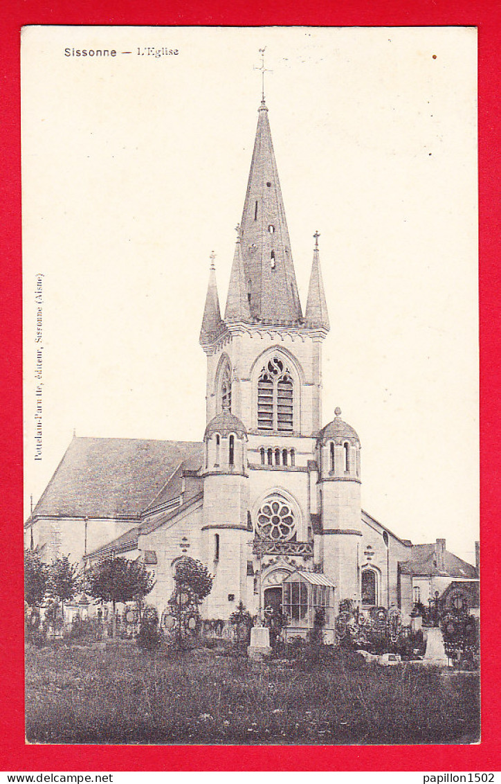 F-02-Sissonne-04P82  L'église, Vue Sur Le Cimetière, Cpa BE - Sissonne