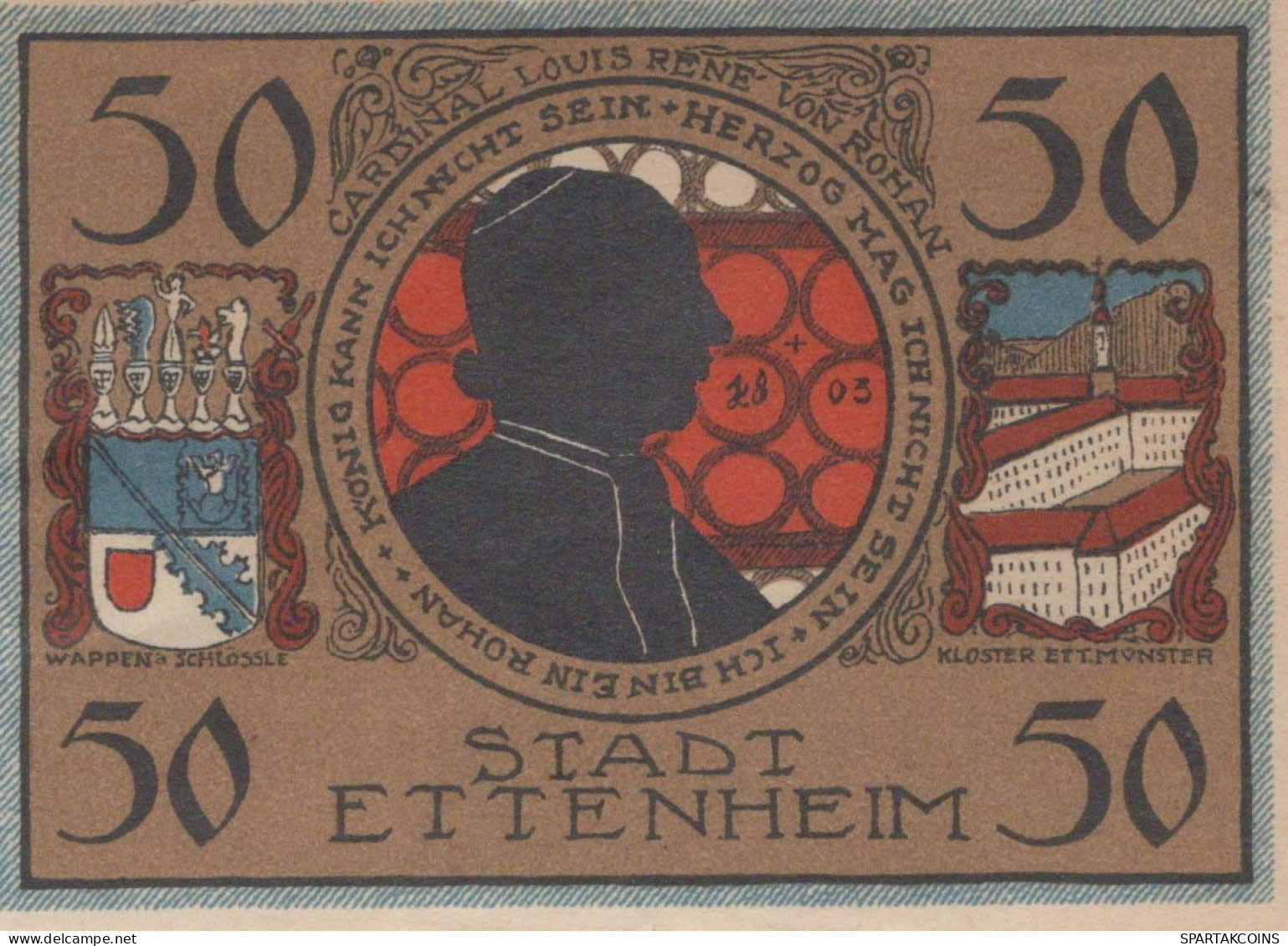 50 PFENNIG 1922 Stadt ETTENHEIM Baden DEUTSCHLAND Notgeld Banknote #PF430 - [11] Local Banknote Issues