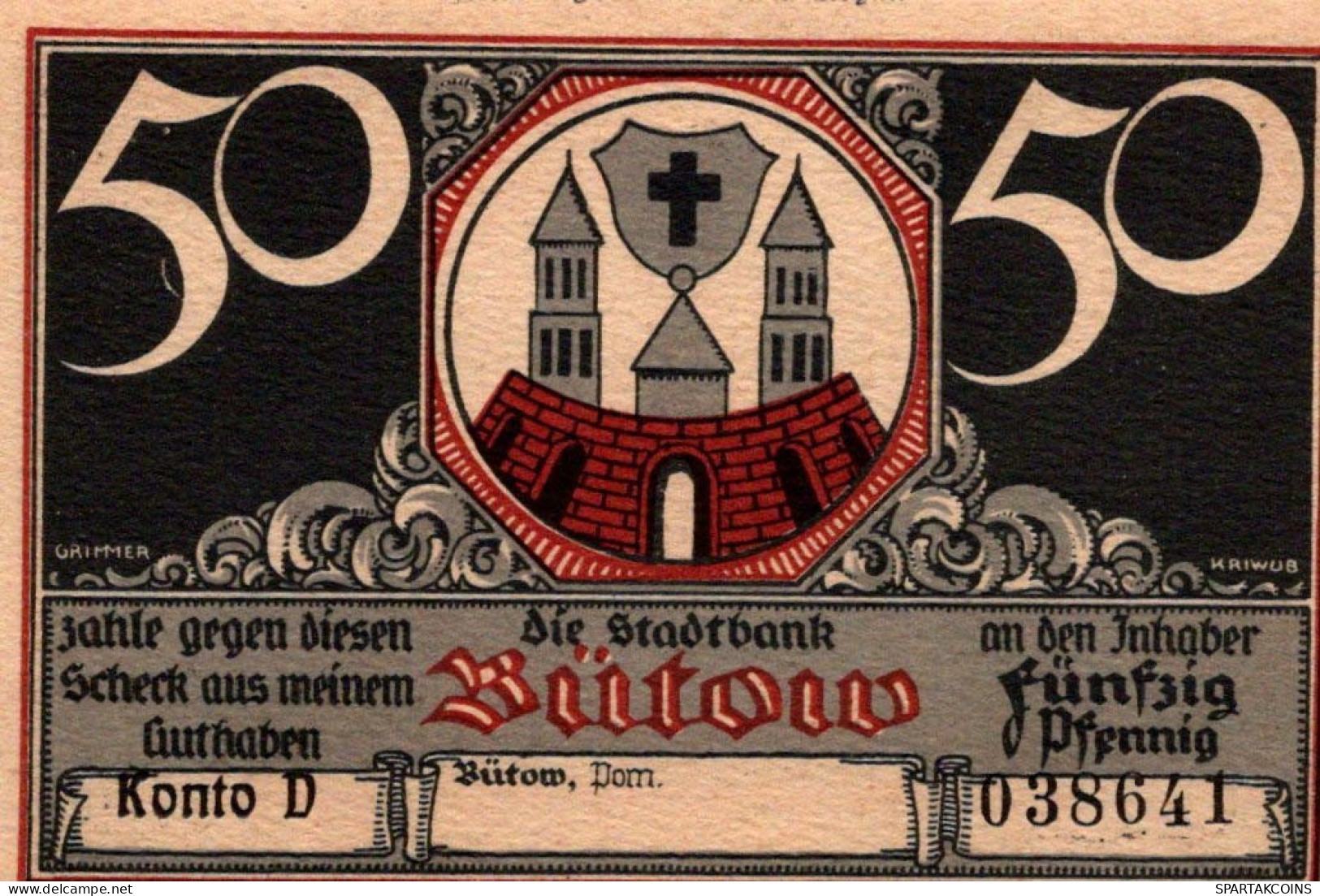 50 PFENNIG 1922 Stadt BÜTOW Pomerania UNC DEUTSCHLAND Notgeld Banknote #PC879 - [11] Local Banknote Issues