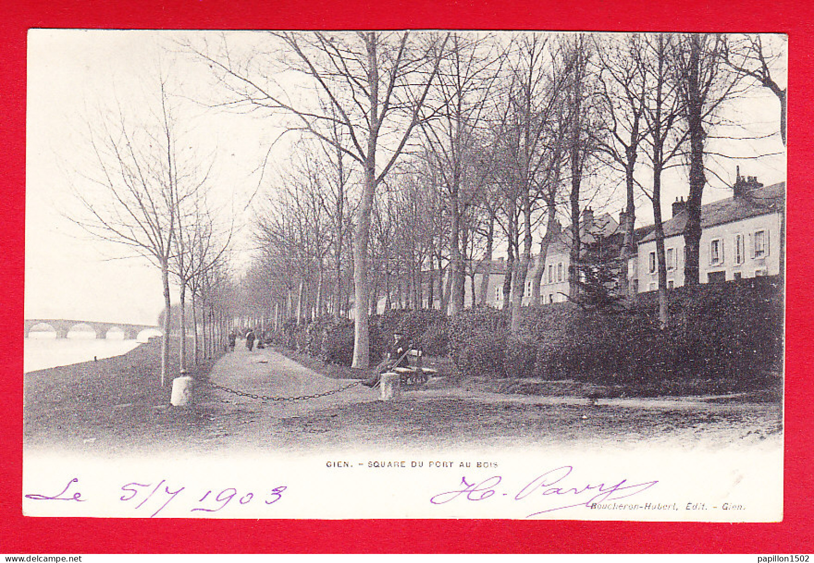 F-45-Gien-02P82 Le Square Du Port Au Bois, Petite Animation, Cpa Précurseur BE - Gien