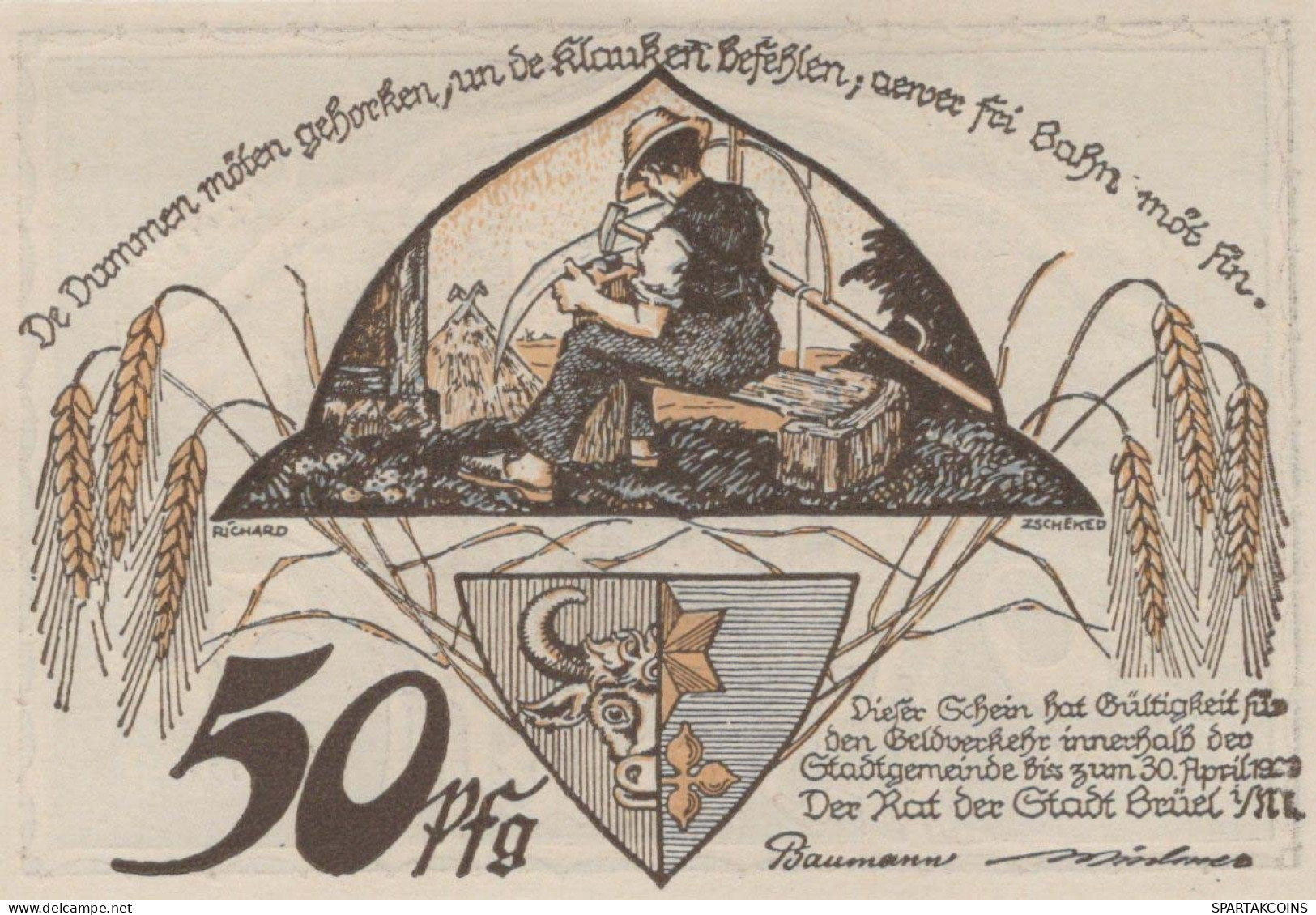 50 PFENNIG 1922 Stadt BRÜEL Mecklenburg-Schwerin UNC DEUTSCHLAND Notgeld #PA302 - [11] Local Banknote Issues