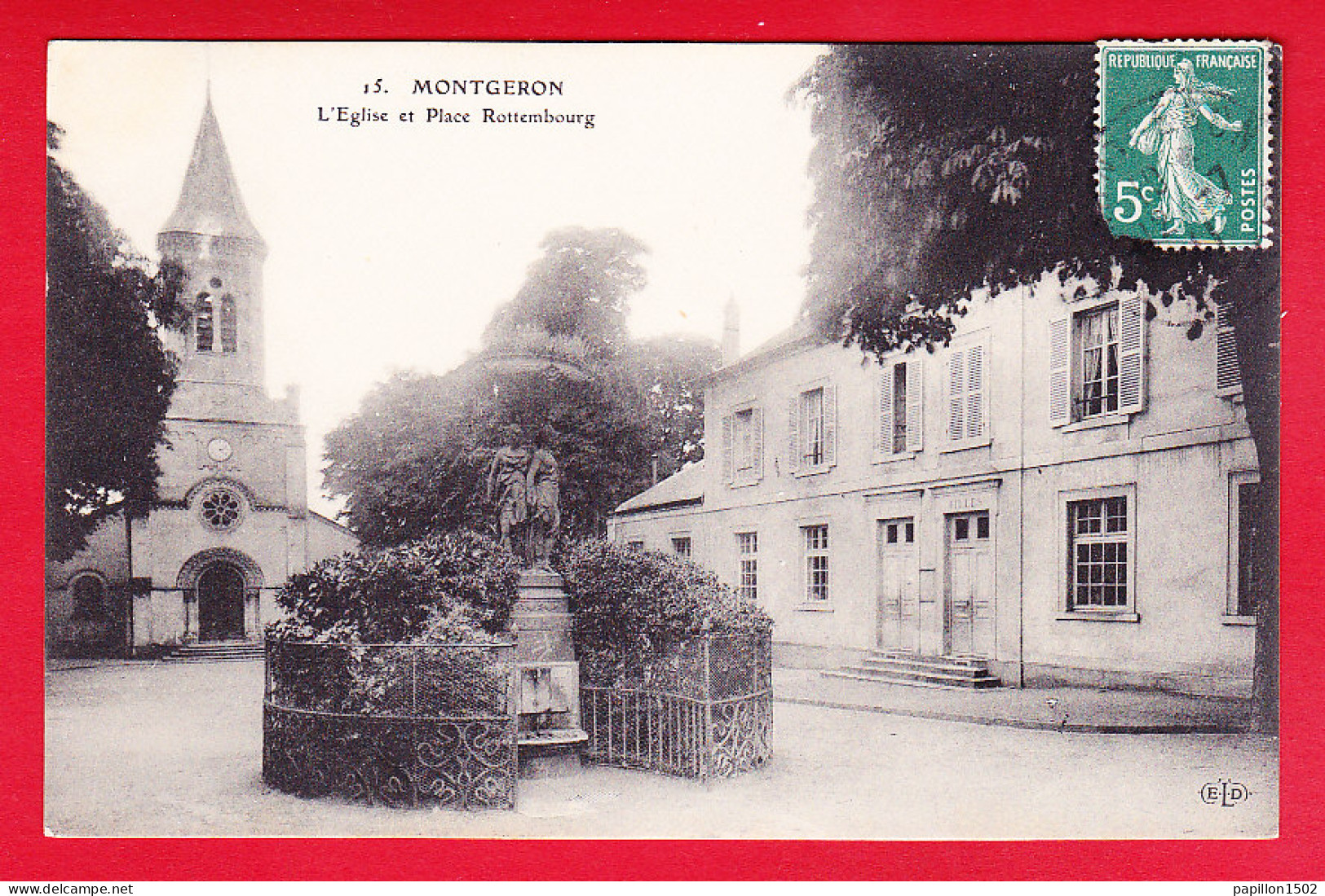 F-91-Montgeron-02P82  L'église Et La Place Rottembourg, Les écoles, Cpa BE - Montgeron