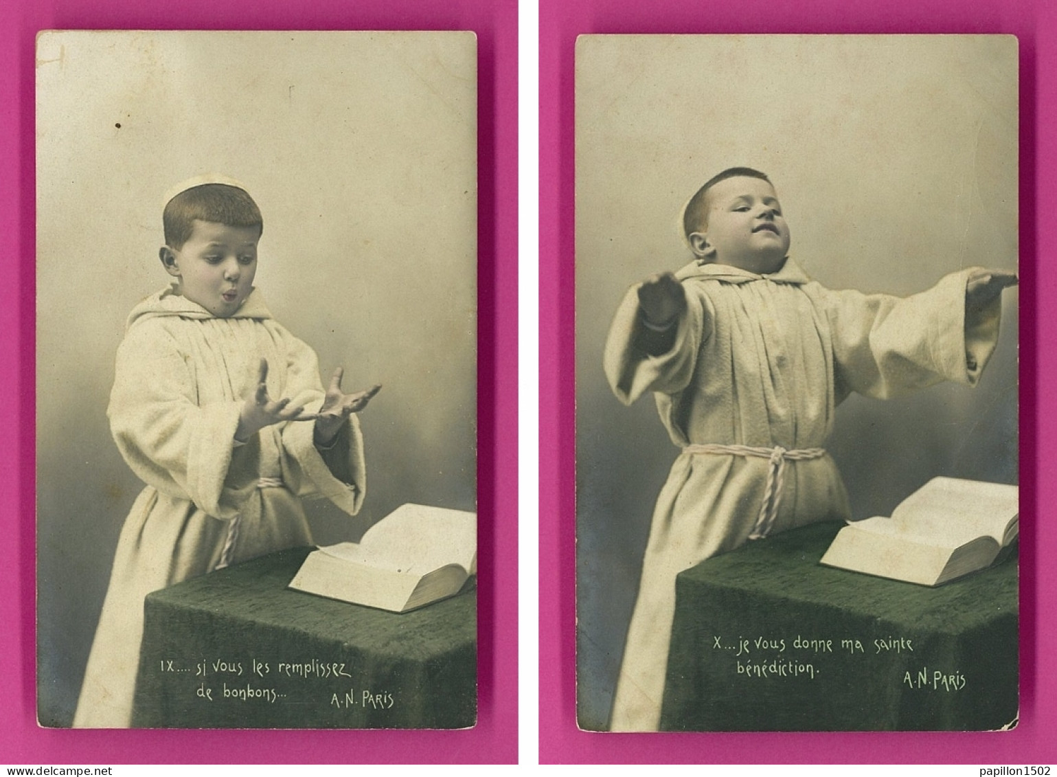 Série-129P133 Série Complète De 10 Cpa Précurseur, Enfant Vétu En Curé, Faisant Un Sermon, Cpa BE - Autres & Non Classés