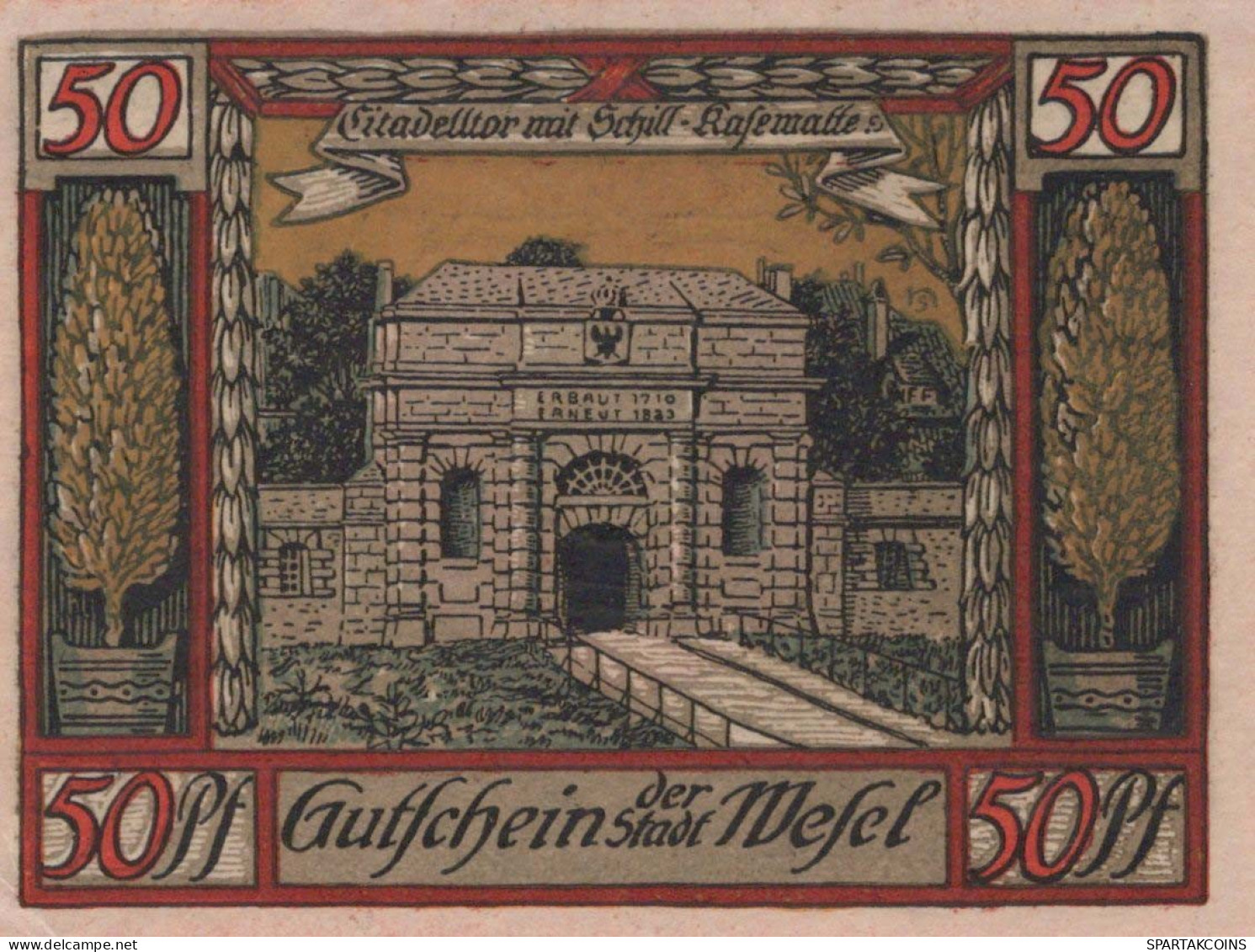 50 PFENNIG 1921 Stadt WESEL Rhine UNC DEUTSCHLAND Notgeld Banknote #PH611 - [11] Local Banknote Issues