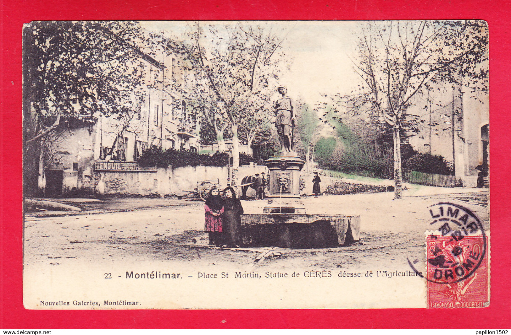 F-26-Montelimar-11D02  Place St Martin, Statue De Cérés, Déesse De L'agriculture, Petite Animation, Cpa  - Montelimar