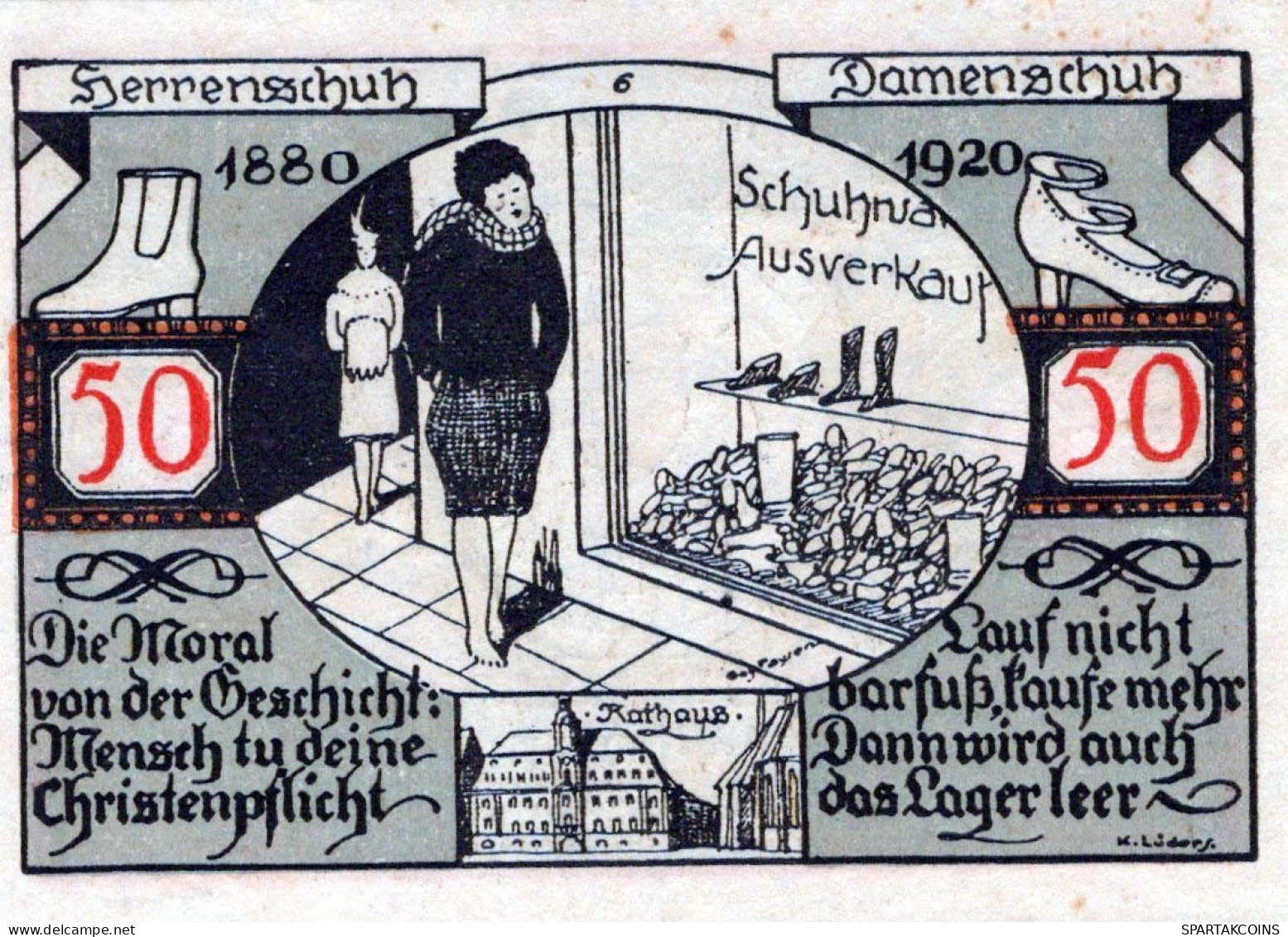 50 PFENNIG 1921 Stadt WEISSENFELS Saxony DEUTSCHLAND Notgeld Banknote #PF934 - [11] Emisiones Locales