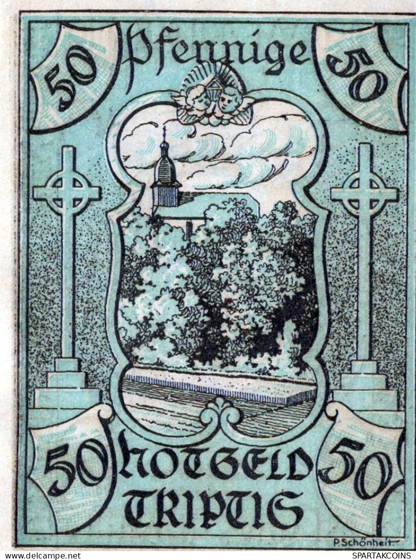50 PFENNIG 1921 Stadt TRIPTIS Thuringia DEUTSCHLAND Notgeld Banknote #PF732 - [11] Emisiones Locales
