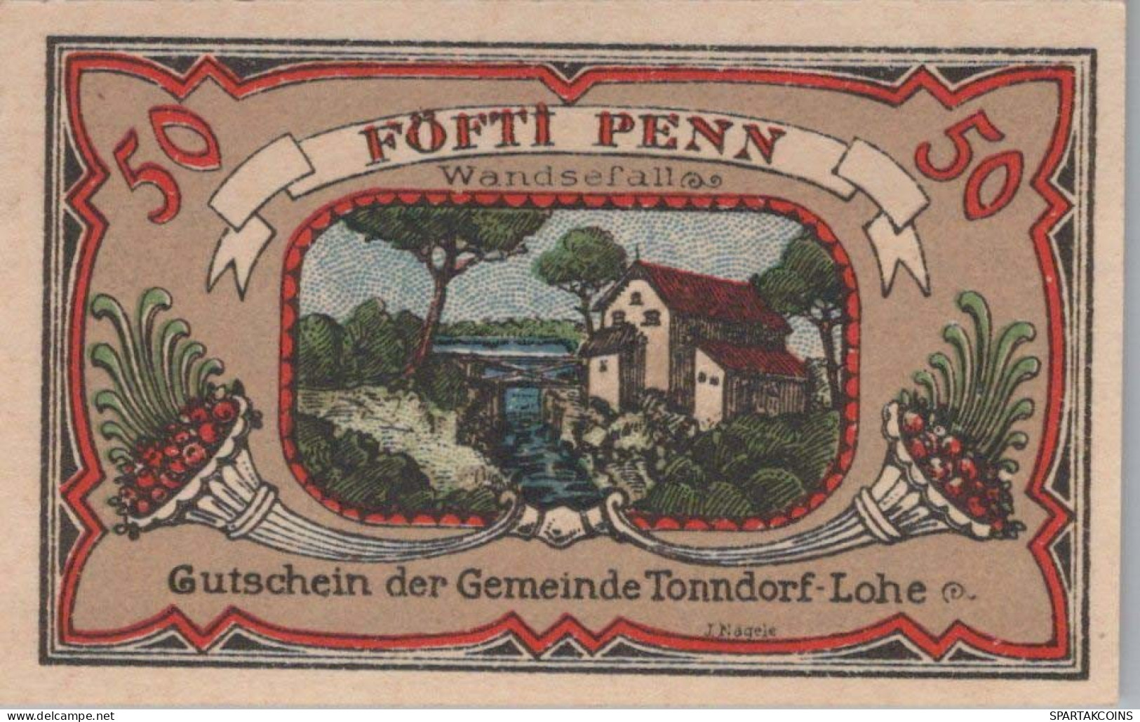 50 PFENNIG 1921 Stadt TONNDORF-LOHE Schleswig-Holstein DEUTSCHLAND #PG286 - [11] Emisiones Locales