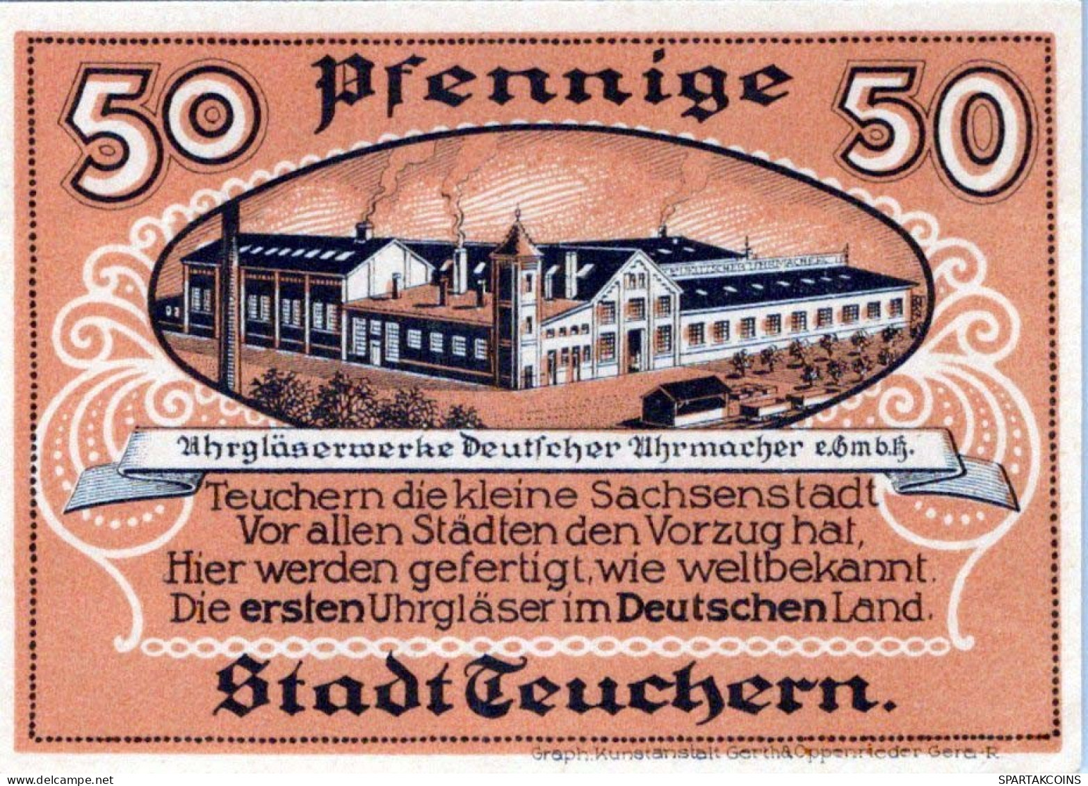 50 PFENNIG 1921 Stadt TEUCHERN Saxony UNC DEUTSCHLAND Notgeld Banknote #PJ049 - [11] Emisiones Locales