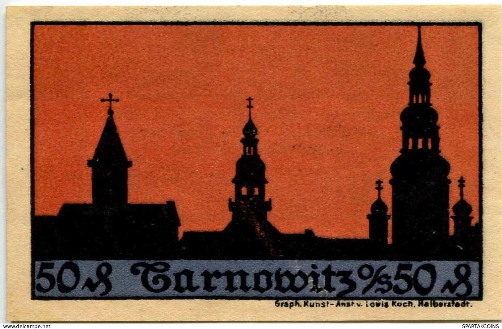50 PFENNIG 1921 Stadt TARNOWITZ Oberen Silesia DEUTSCHLAND Notgeld Papiergeld Banknote #PL926 - [11] Local Banknote Issues
