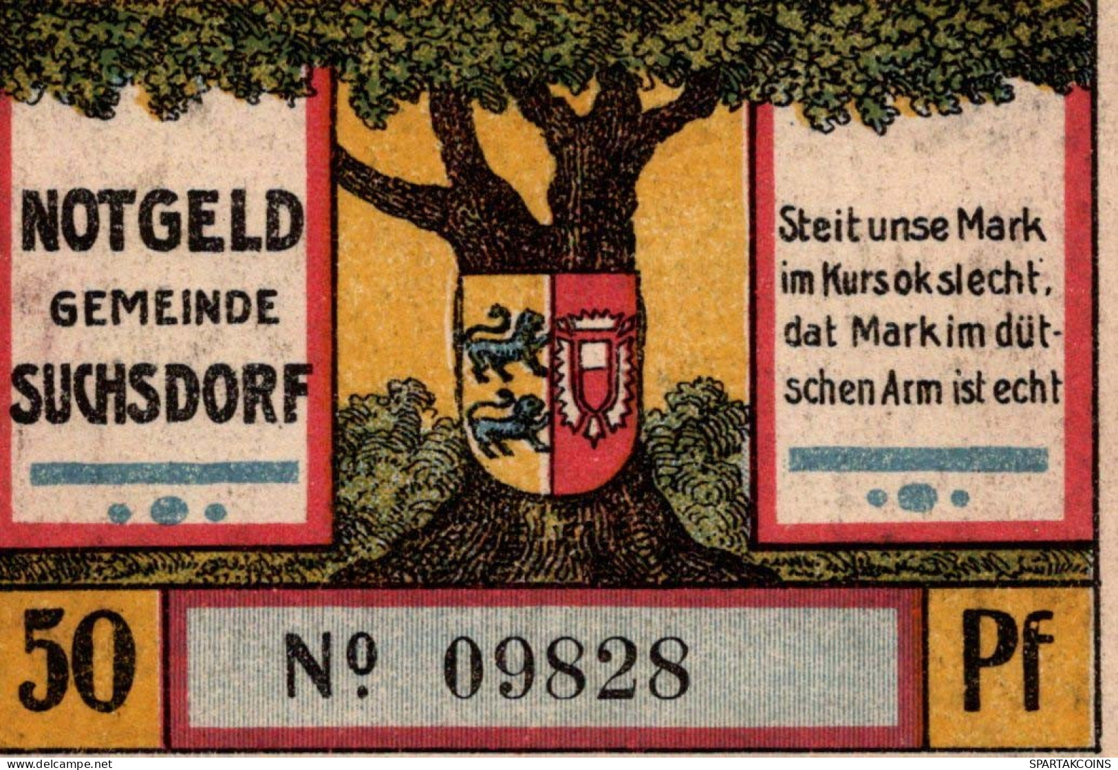 50 PFENNIG 1921 Stadt SUCHSDORF Schleswig-Holstein DEUTSCHLAND Notgeld #PF992 - [11] Emisiones Locales