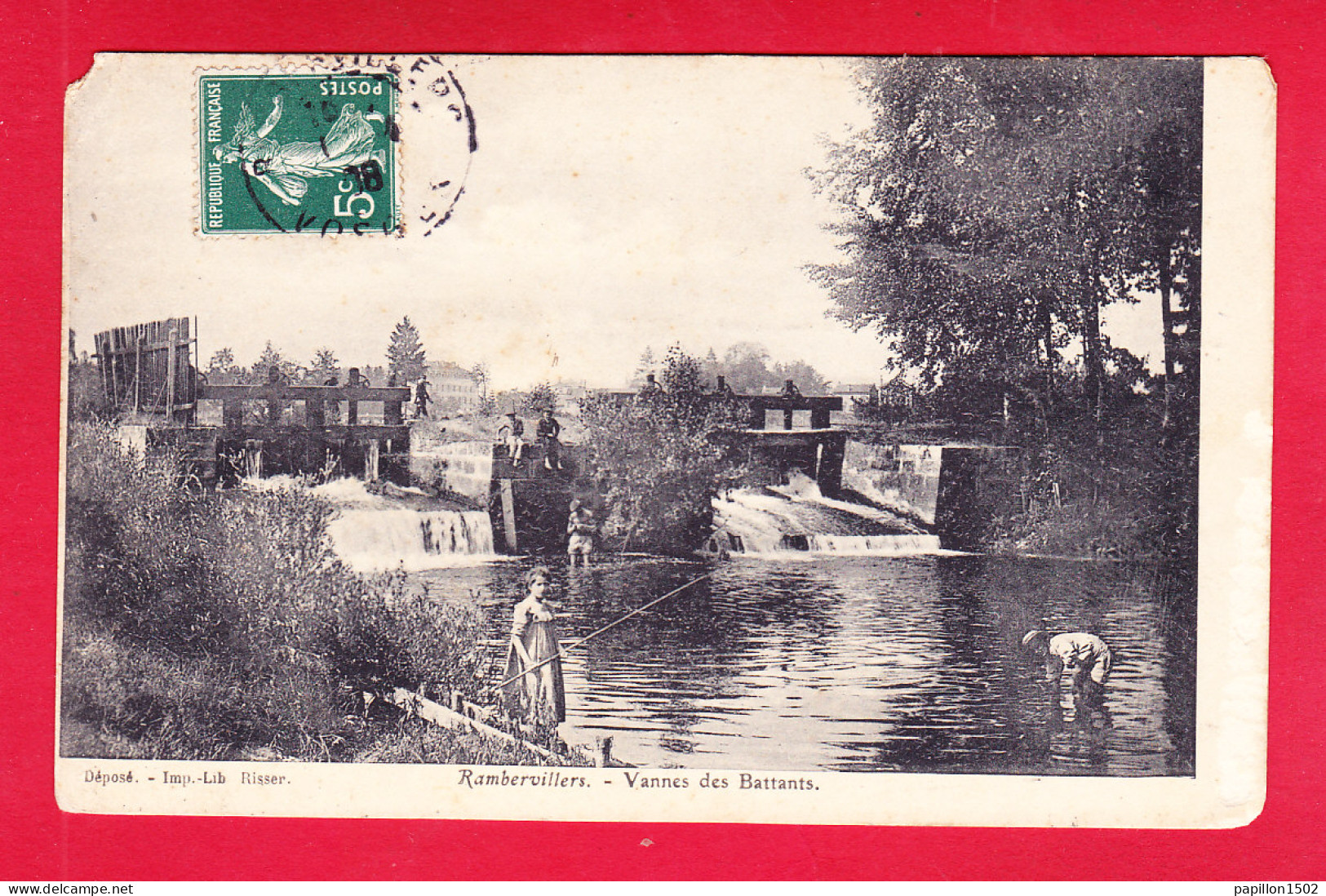 F-88-Rambervillers-06D02  Vannes Des Battants, Enfants Qui Pêchent Dans La Rivière, Cpa  - Rambervillers