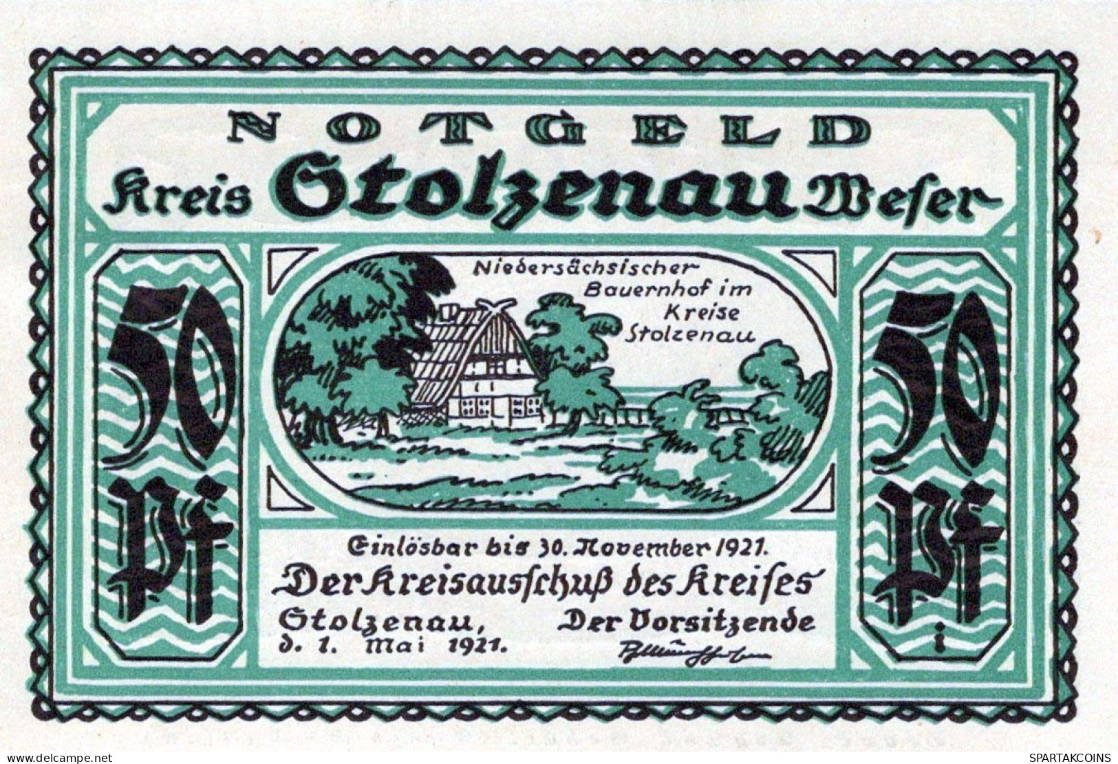 50 PFENNIG 1921 Stadt STOLZENAU Hanover DEUTSCHLAND Notgeld Banknote #PG210 - [11] Emissions Locales