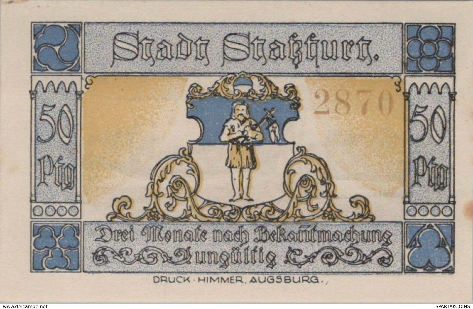 50 PFENNIG 1921 Stadt STASSFURT Saxony UNC DEUTSCHLAND Notgeld Banknote #PH311 - [11] Emissions Locales