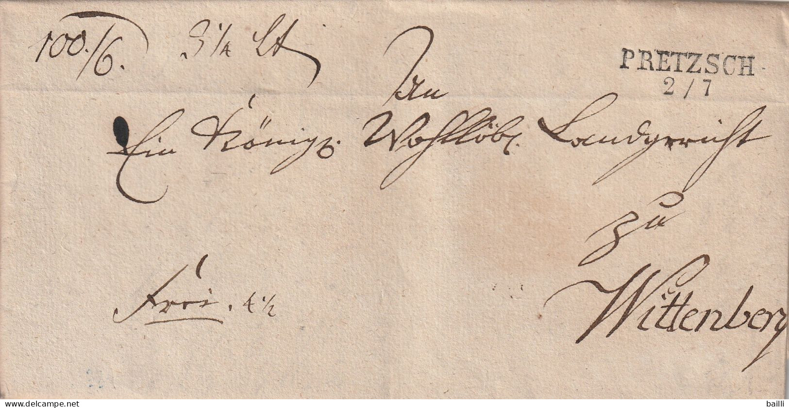Allemagne Lettre Avec Correspondance Pretzsch 1831 - Prephilately